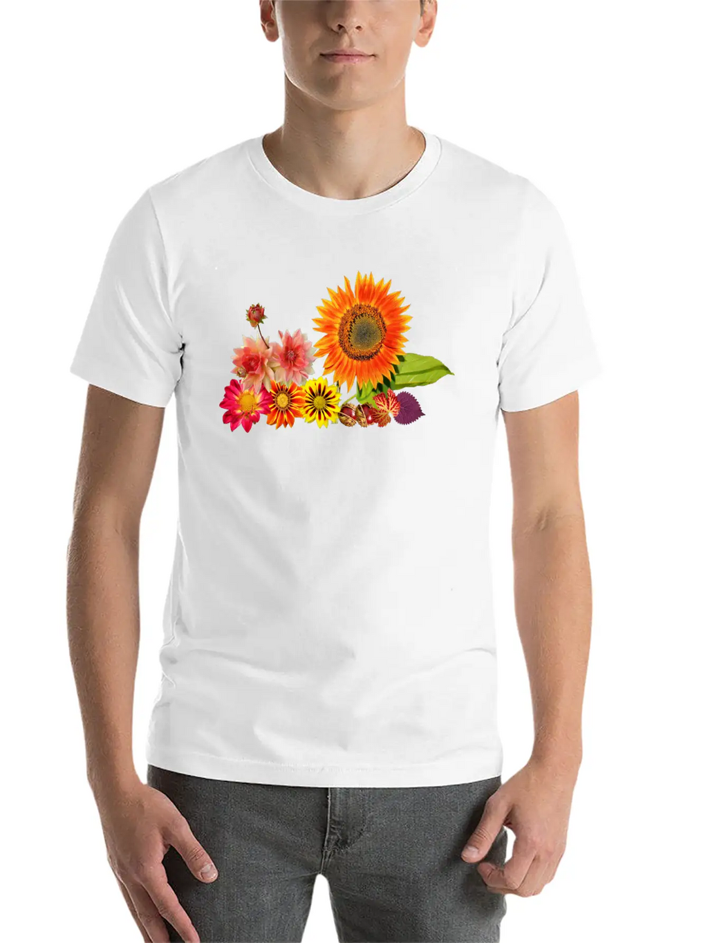 Flowers Lilies Tulips Orchids Sunflower Dahlia Ger Essential Cotton Tee For Daily Outfits – Unisex Style