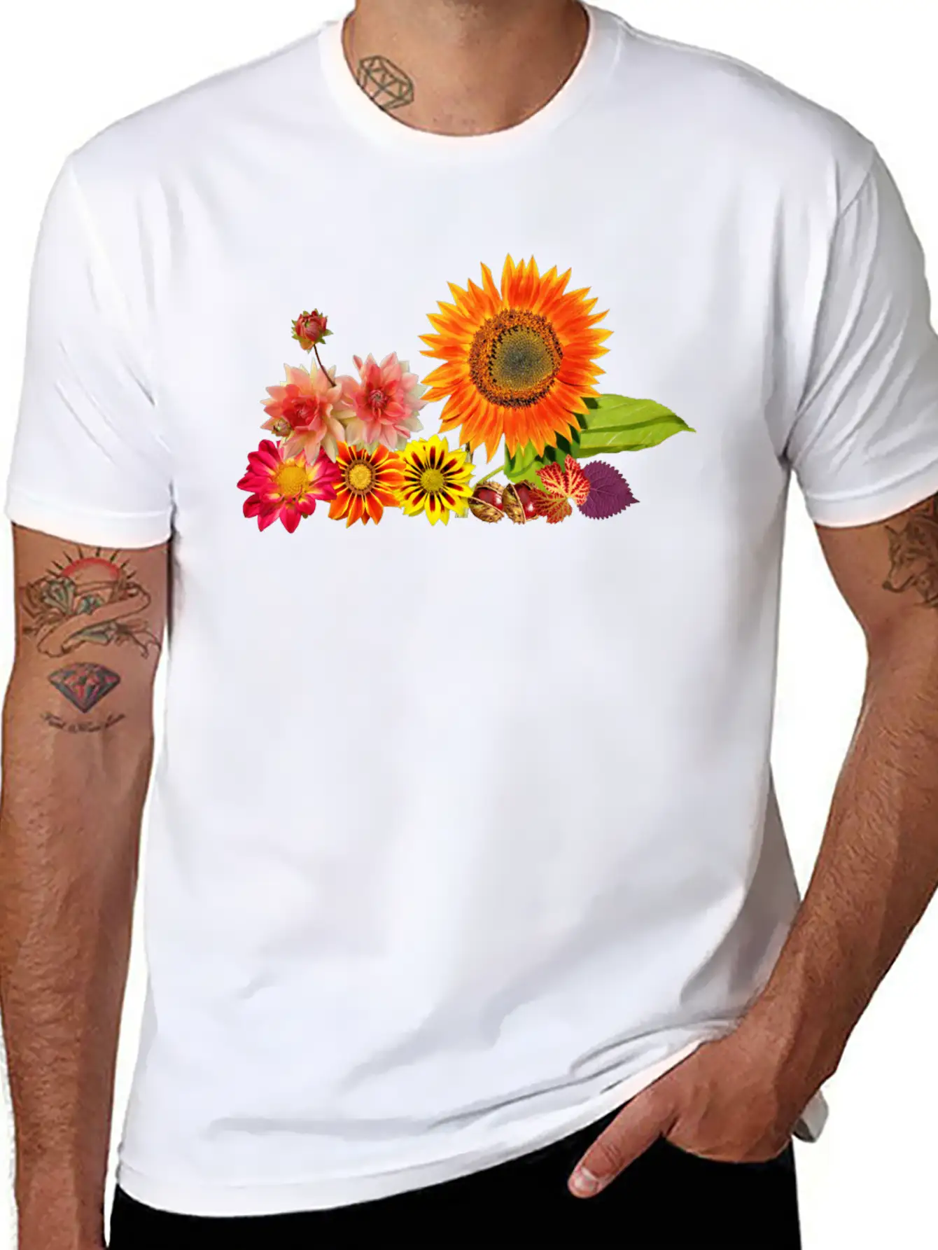 Flowers Lilies Tulips Orchids Sunflower Dahlia Ger Essential Cotton Tee For Daily Outfits – Unisex Style