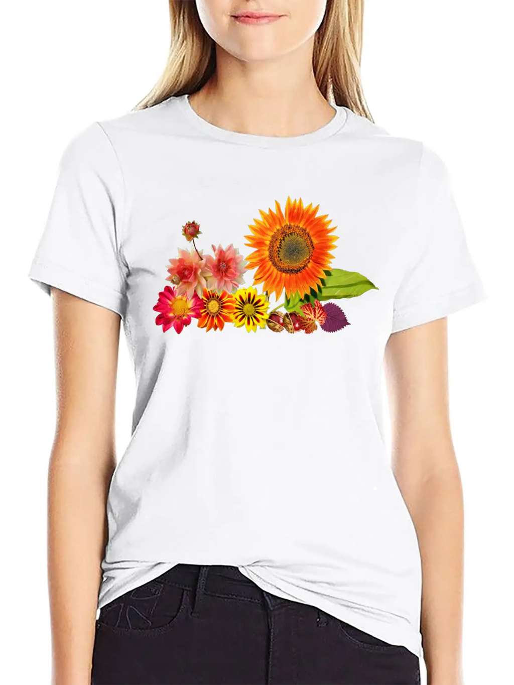 Flowers Lilies Tulips Orchids Sunflower Dahlia Ger Essential Cotton Tee For Daily Outfits – Unisex Style