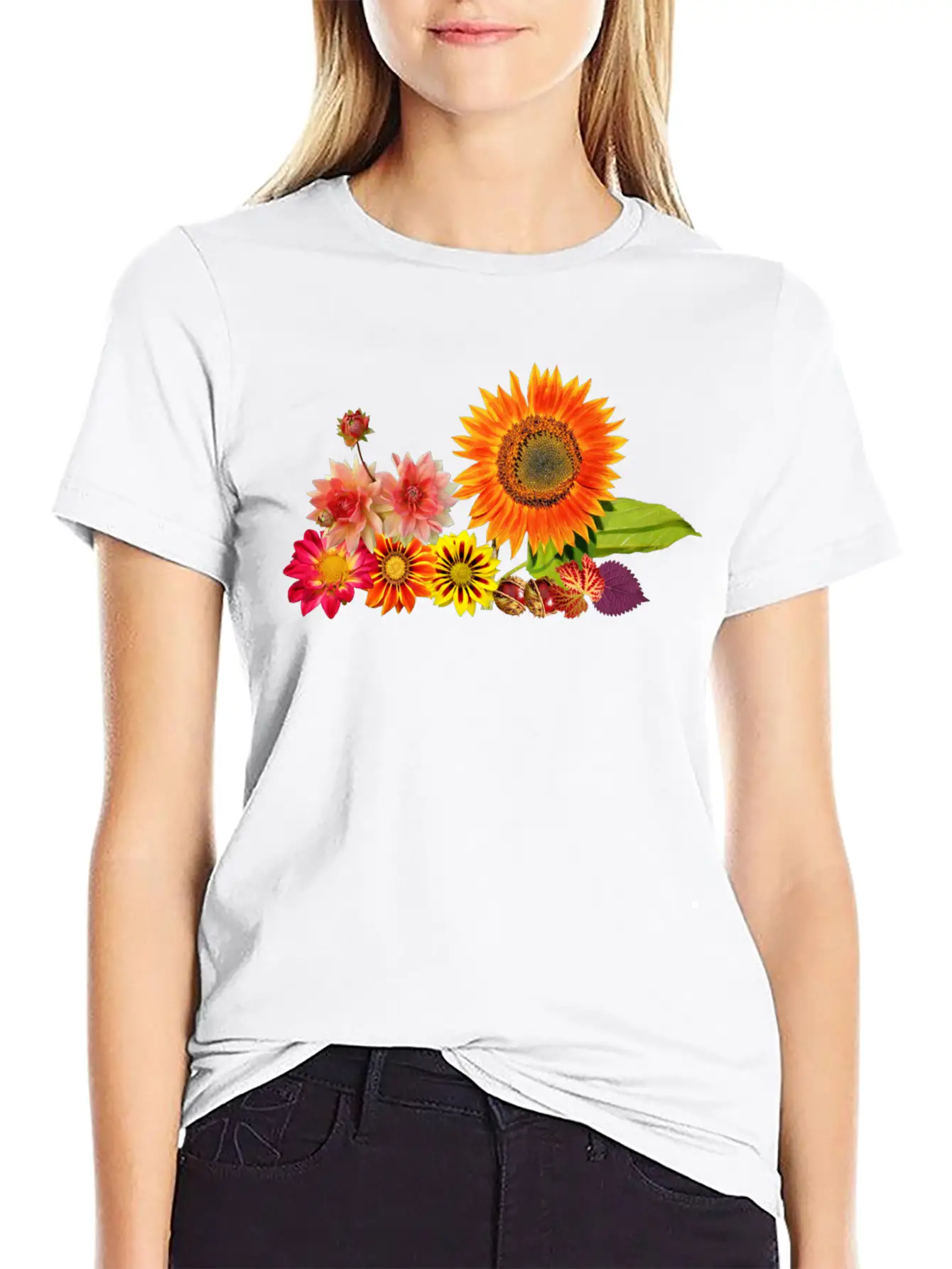 Flowers Lilies Tulips Orchids Sunflower Dahlia Ger Essential Cotton Tee For Daily Outfits – Unisex Style