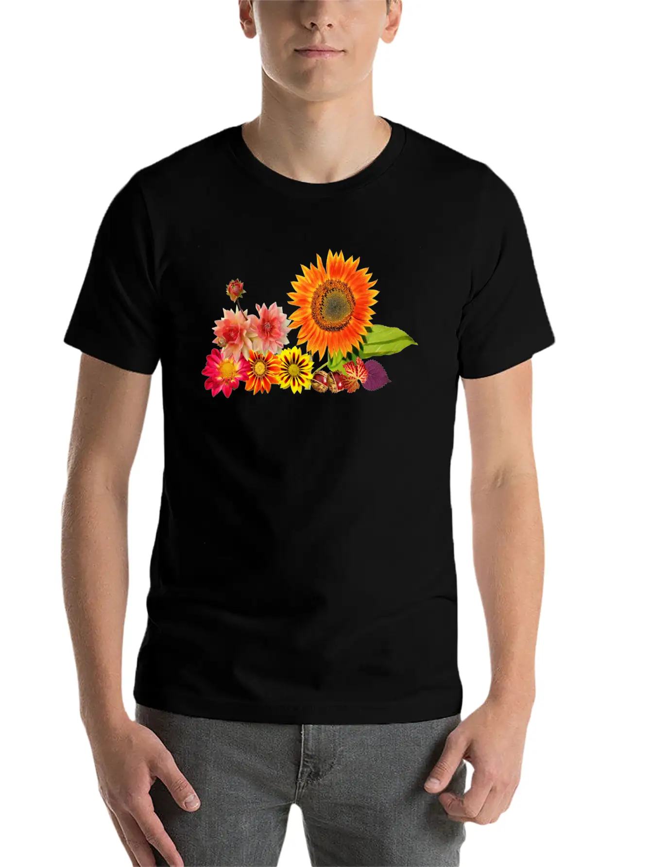 Flowers Lilies Tulips Orchids Sunflower Dahlia Ger Essential Cotton Tee For Daily Outfits – Unisex Style