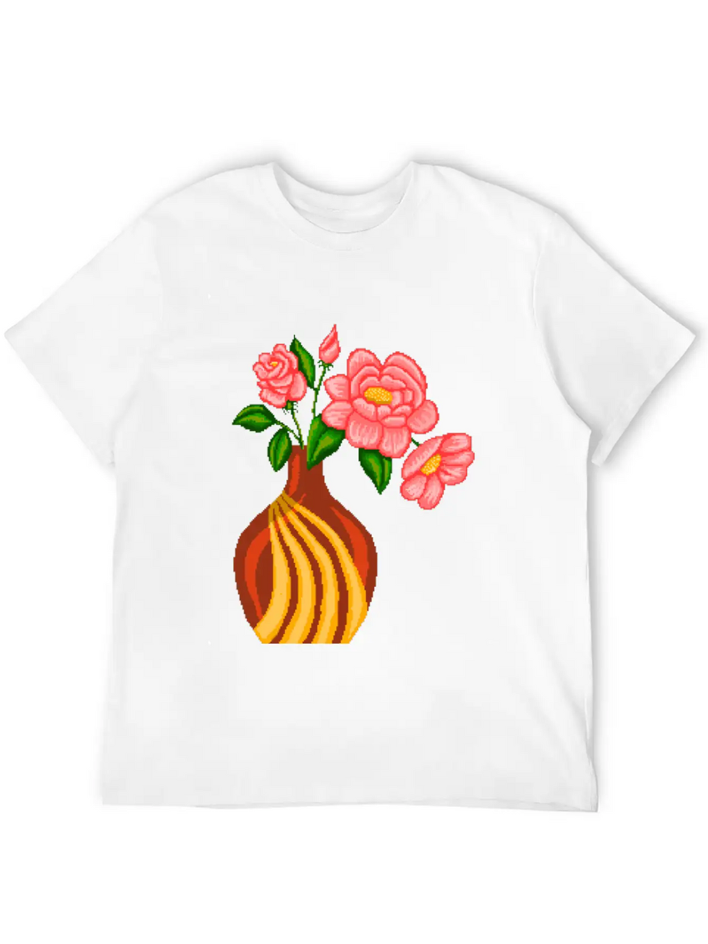 Flowers Sticker Essential Cotton Tee For Daily Outfits – Unisex Style