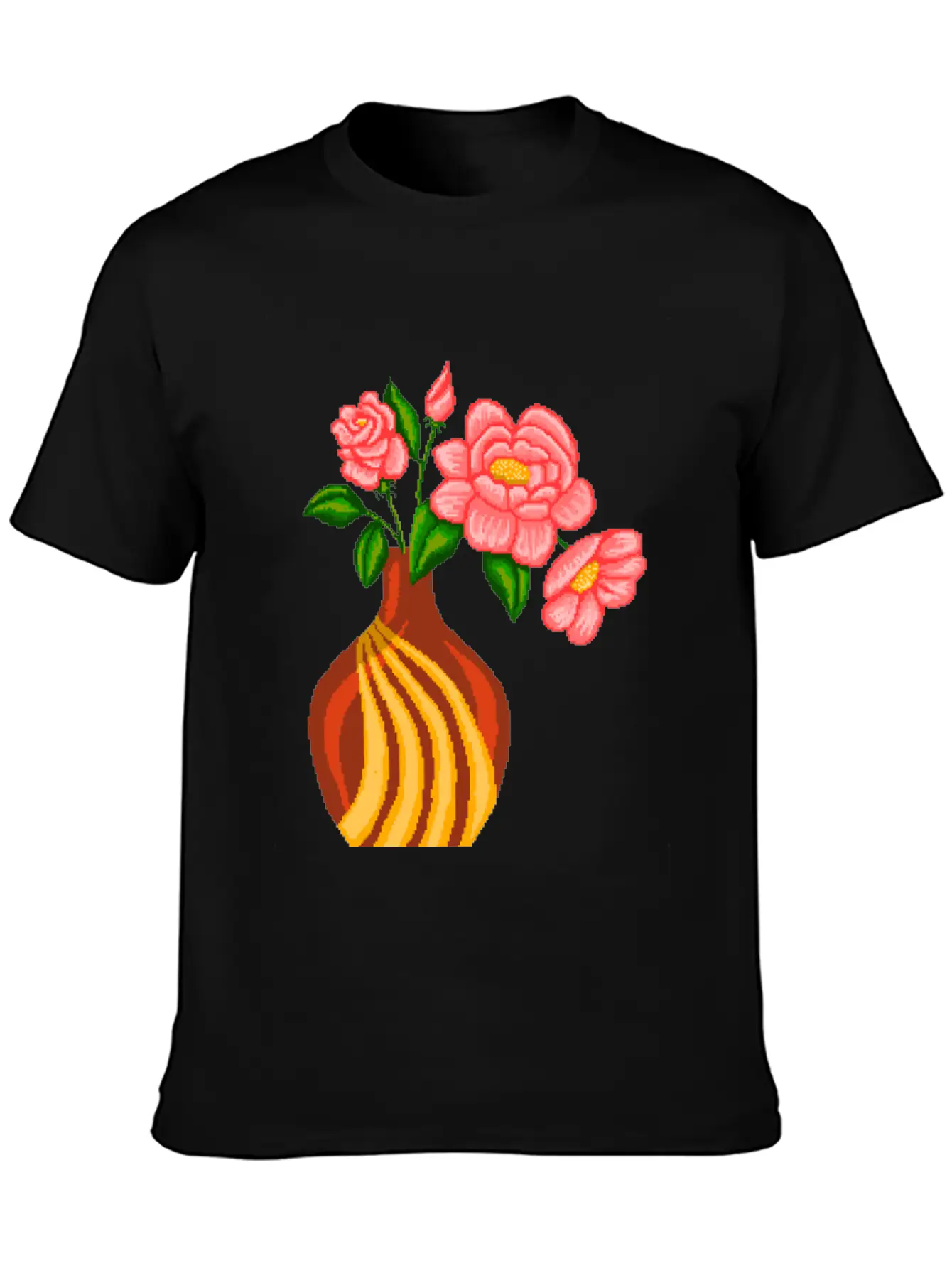 Flowers Sticker Essential Cotton Tee For Daily Outfits – Unisex Style