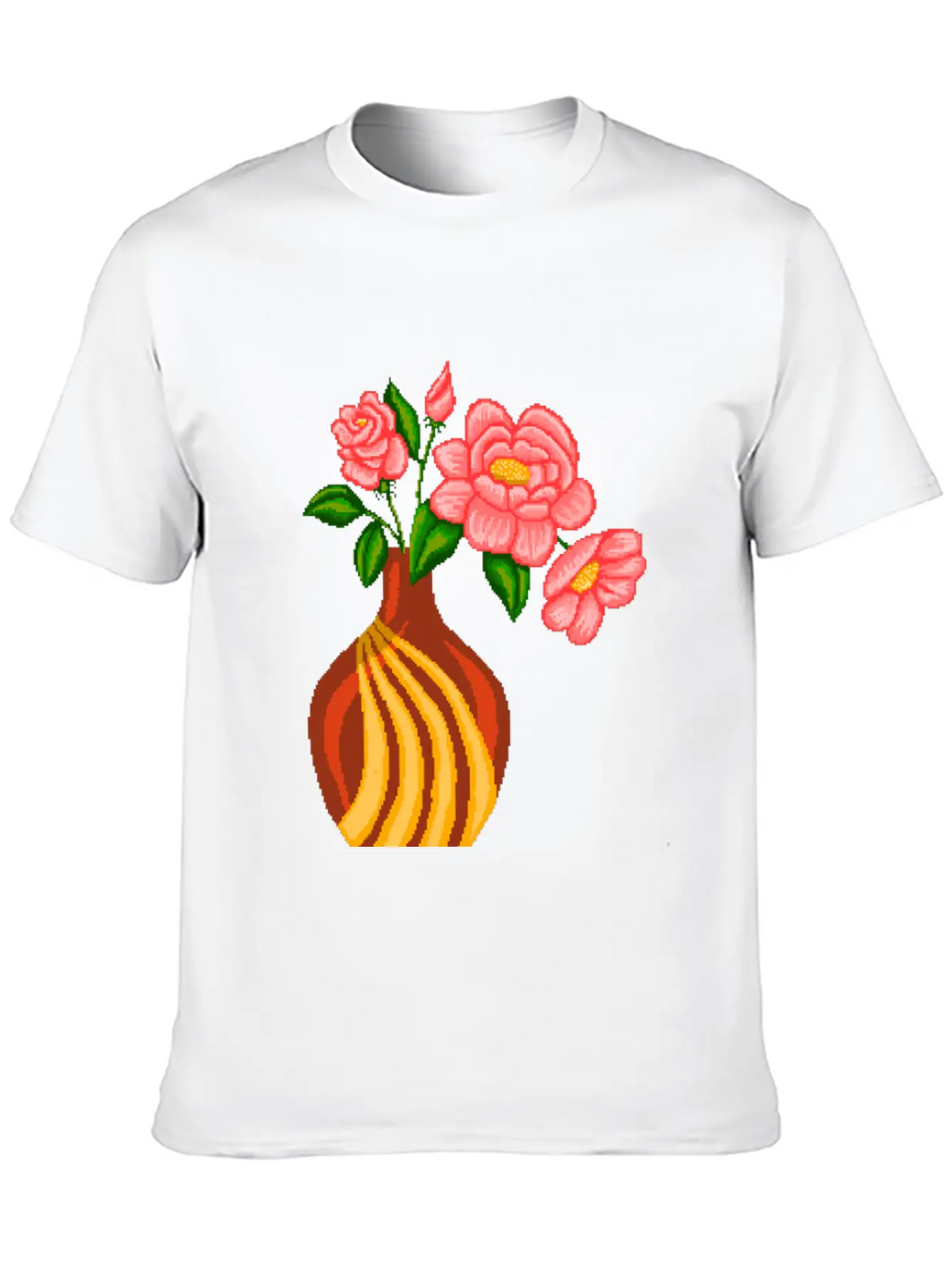 Flowers Sticker Essential Cotton Tee For Daily Outfits – Unisex Style