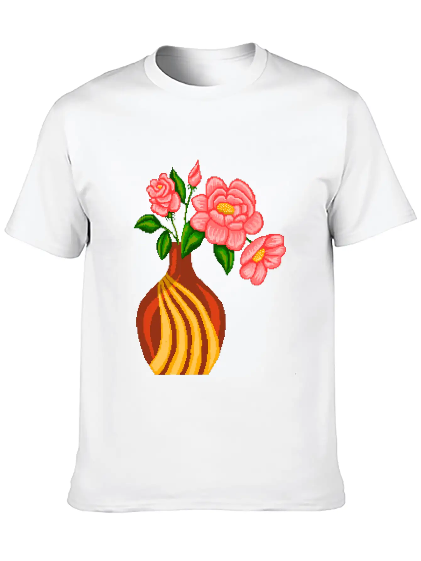 Flowers Sticker Essential Cotton Tee For Daily Outfits – Unisex Style