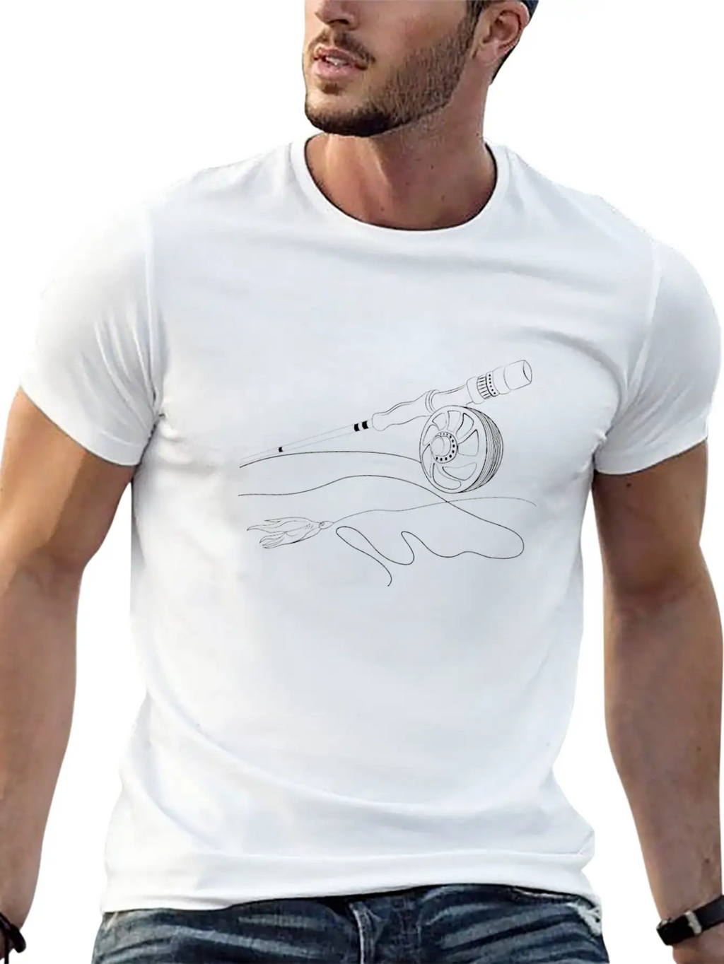 Fly Fishing Rod And Fly For Fly Fishermens Basic Graphic T-Shirt – Daily Comfort In Soft Cotton