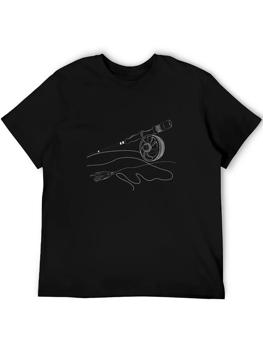 Fly Fishing Rod And Fly For Fly Fishermens Basic Graphic T-Shirt – Daily Comfort In Soft Cotton
