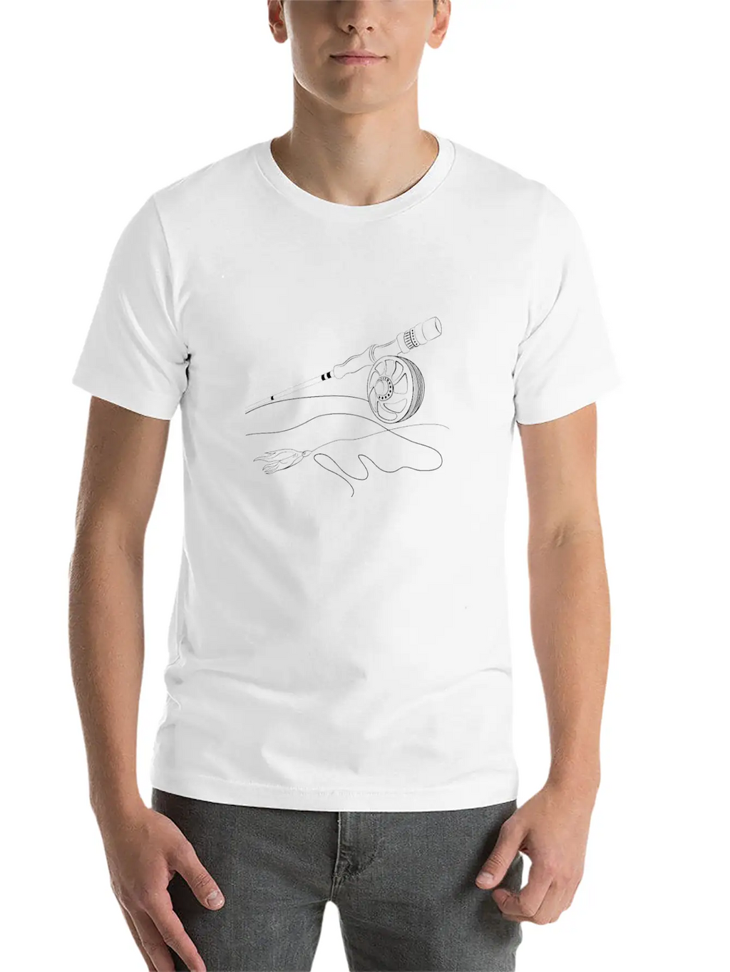 Fly Fishing Rod And Fly For Fly Fishermens Basic Graphic T-Shirt – Daily Comfort In Soft Cotton