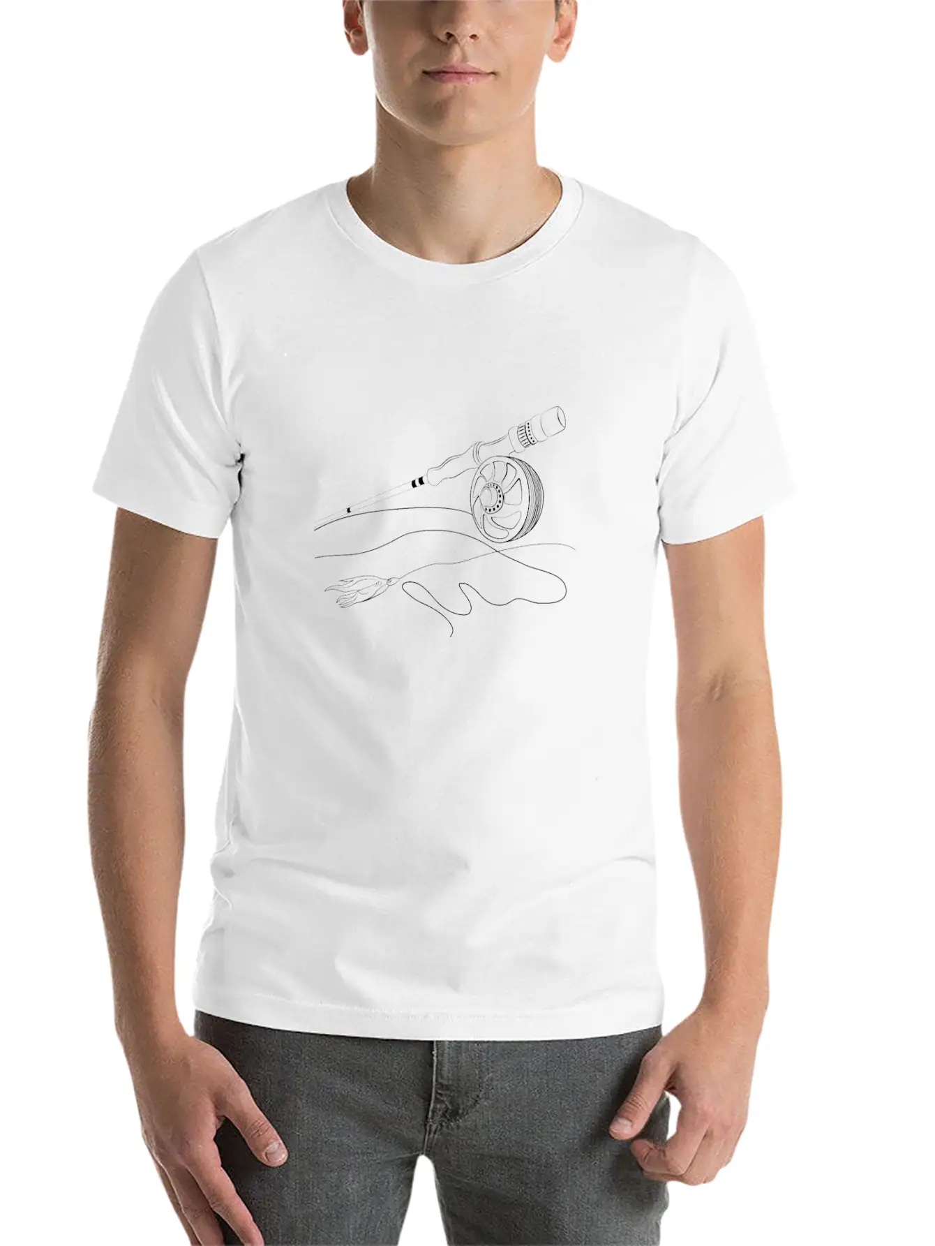 Fly Fishing Rod And Fly For Fly Fishermens Basic Graphic T-Shirt – Daily Comfort In Soft Cotton