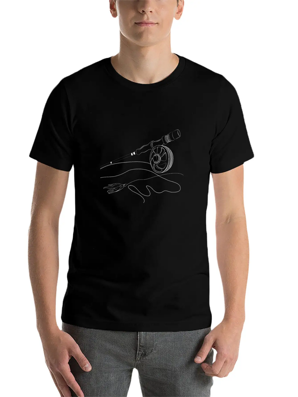 Fly Fishing Rod And Fly For Fly Fishermens Basic Graphic T-Shirt – Daily Comfort In Soft Cotton