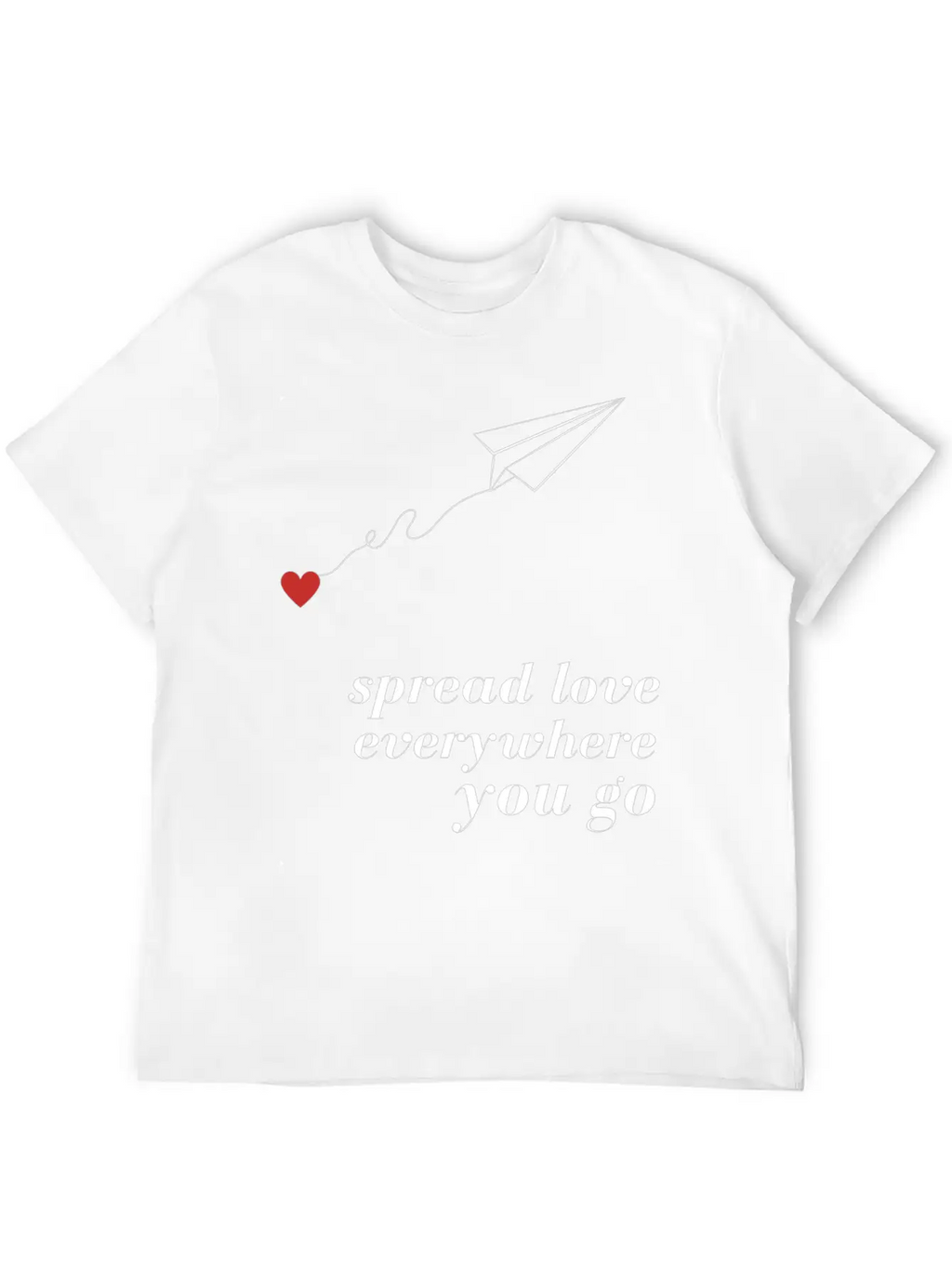 Flying Paper Airplane With Heart And Love Quotes Stylish Everyday T-Shirt – Unisex Basic Cotton Tee
