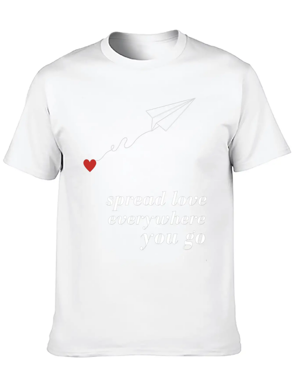 Flying Paper Airplane With Heart And Love Quotes Stylish Everyday T-Shirt – Unisex Basic Cotton Tee