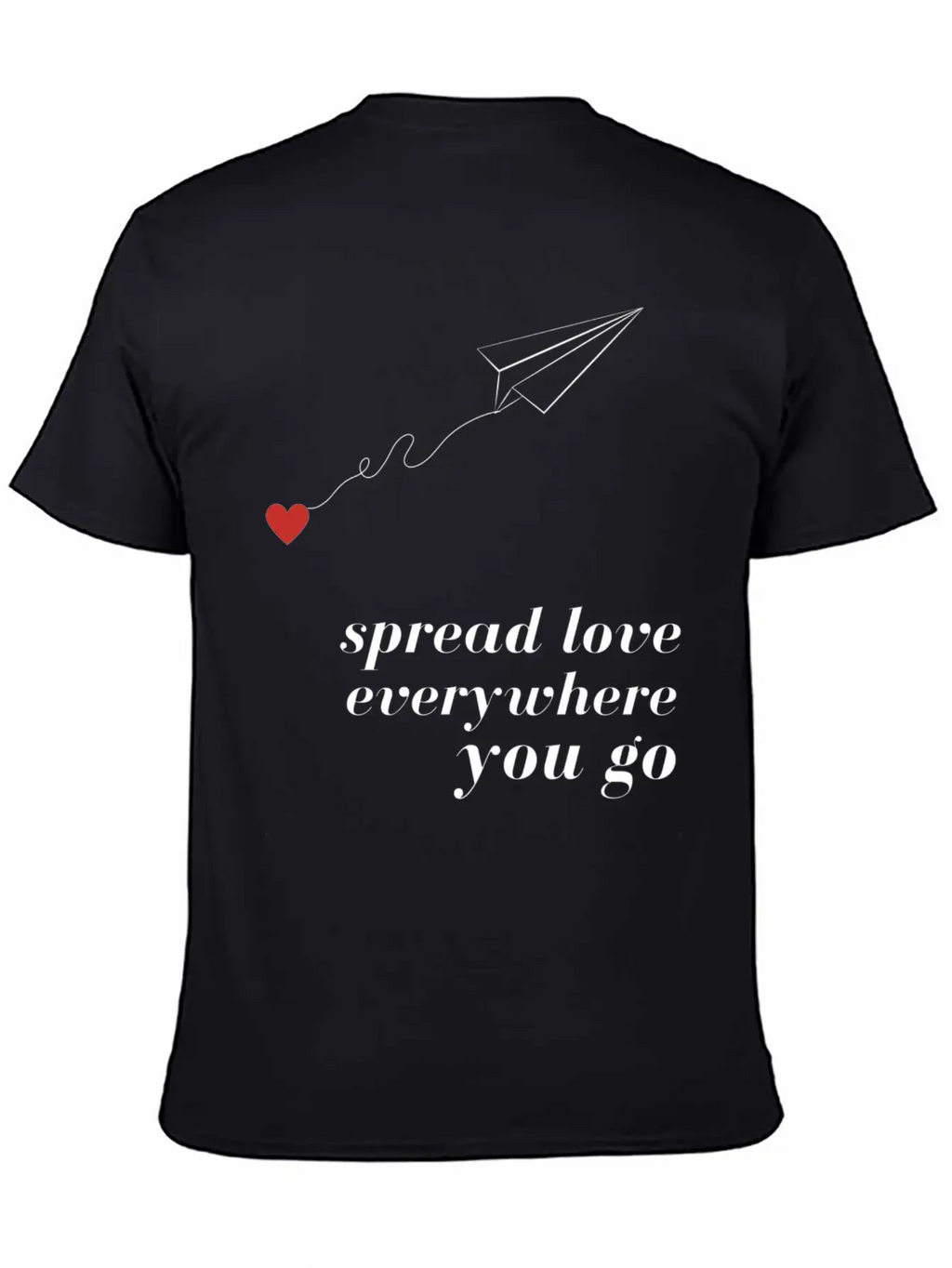 Flying Paper Airplane With Heart And Love Quotes Stylish Everyday T-Shirt – Unisex Basic Cotton Tee