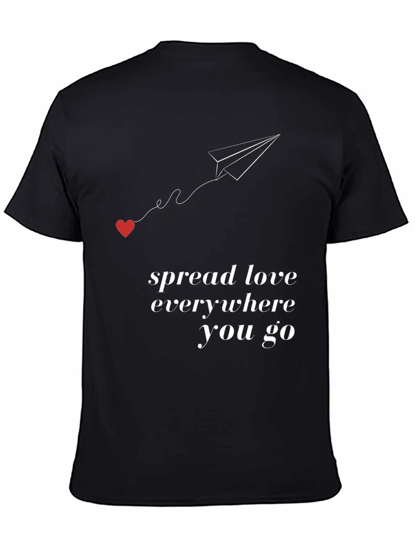 Flying Paper Airplane With Heart And Love Quotes Stylish Everyday T-Shirt – Unisex Basic Cotton Tee