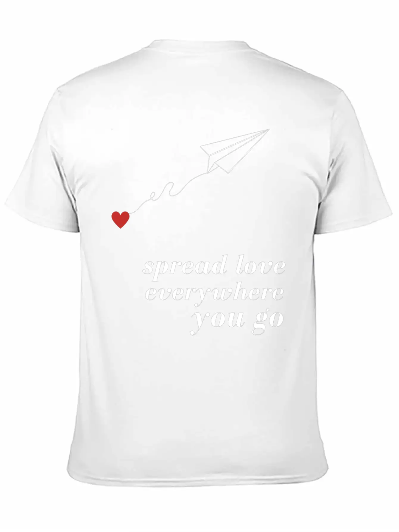 Flying Paper Airplane With Heart And Love Quotes Stylish Everyday T-Shirt – Unisex Basic Cotton Tee