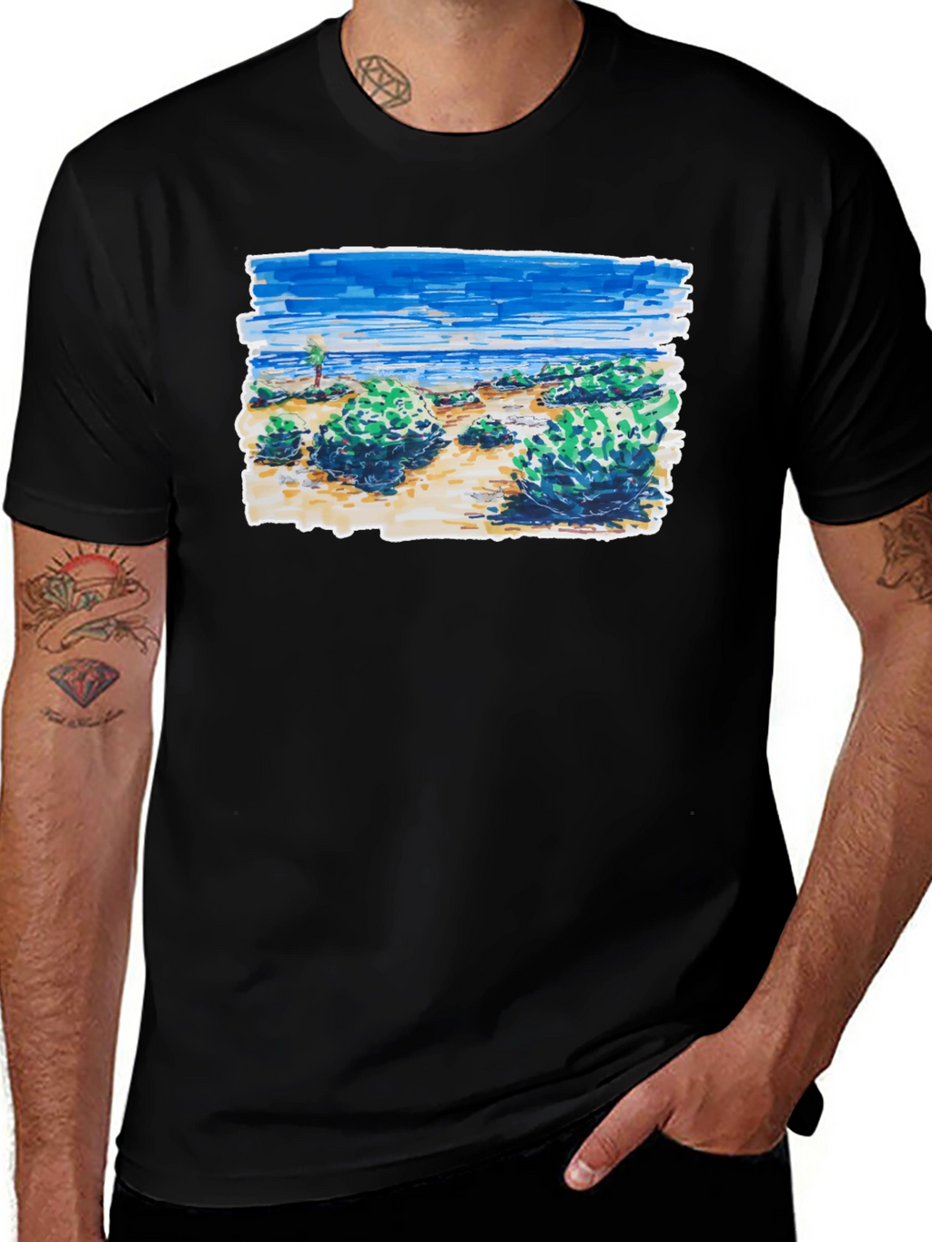 Coastal Sketch Graphic Tee - Black