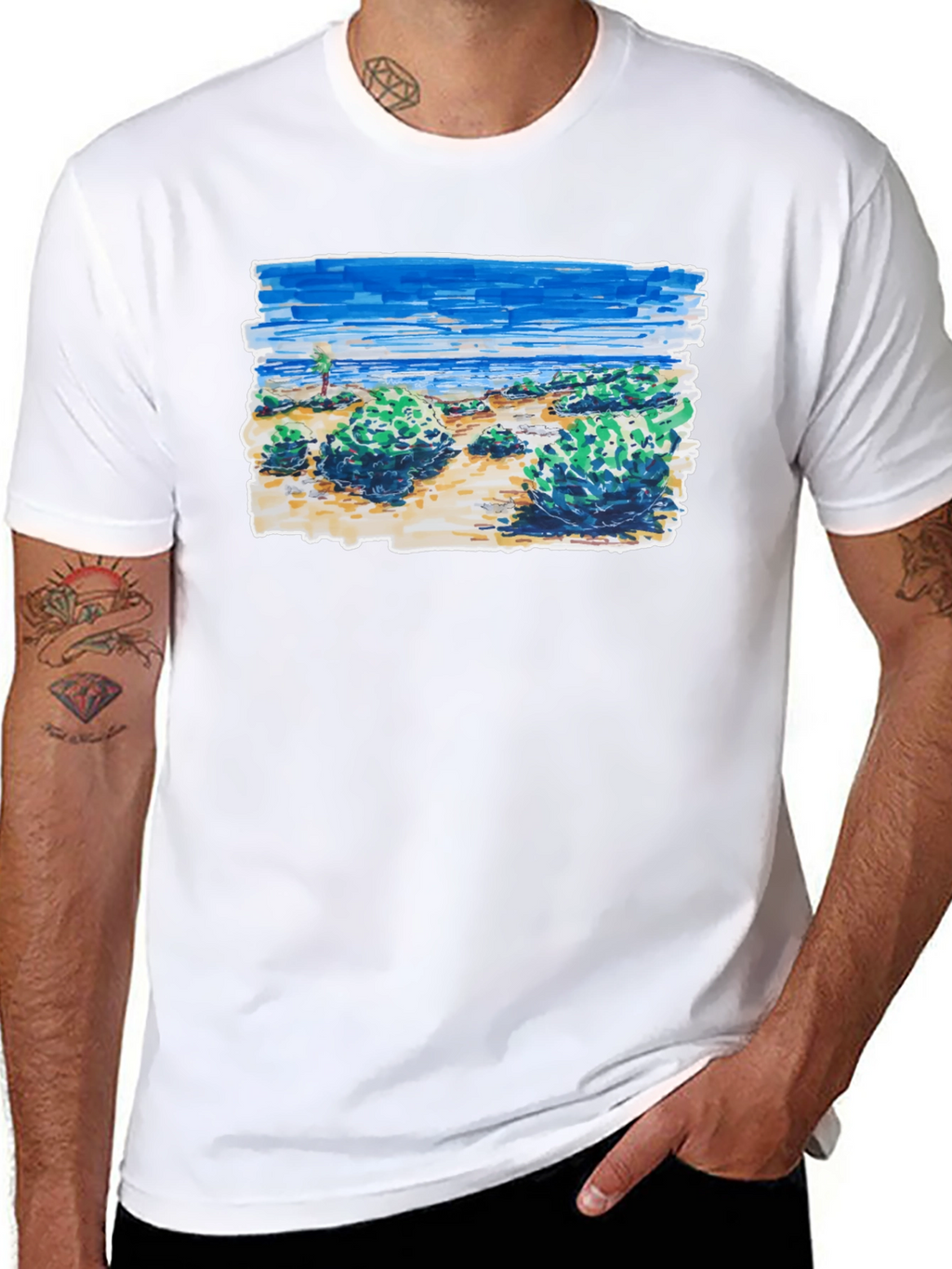 Coastal Sketch Graphic Tee - Black