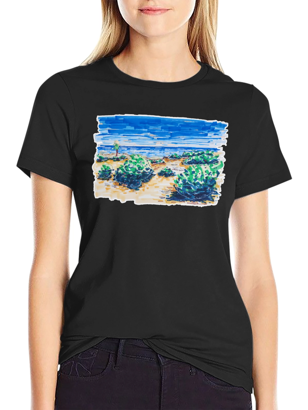 Coastal Sketch Graphic Tee - Black