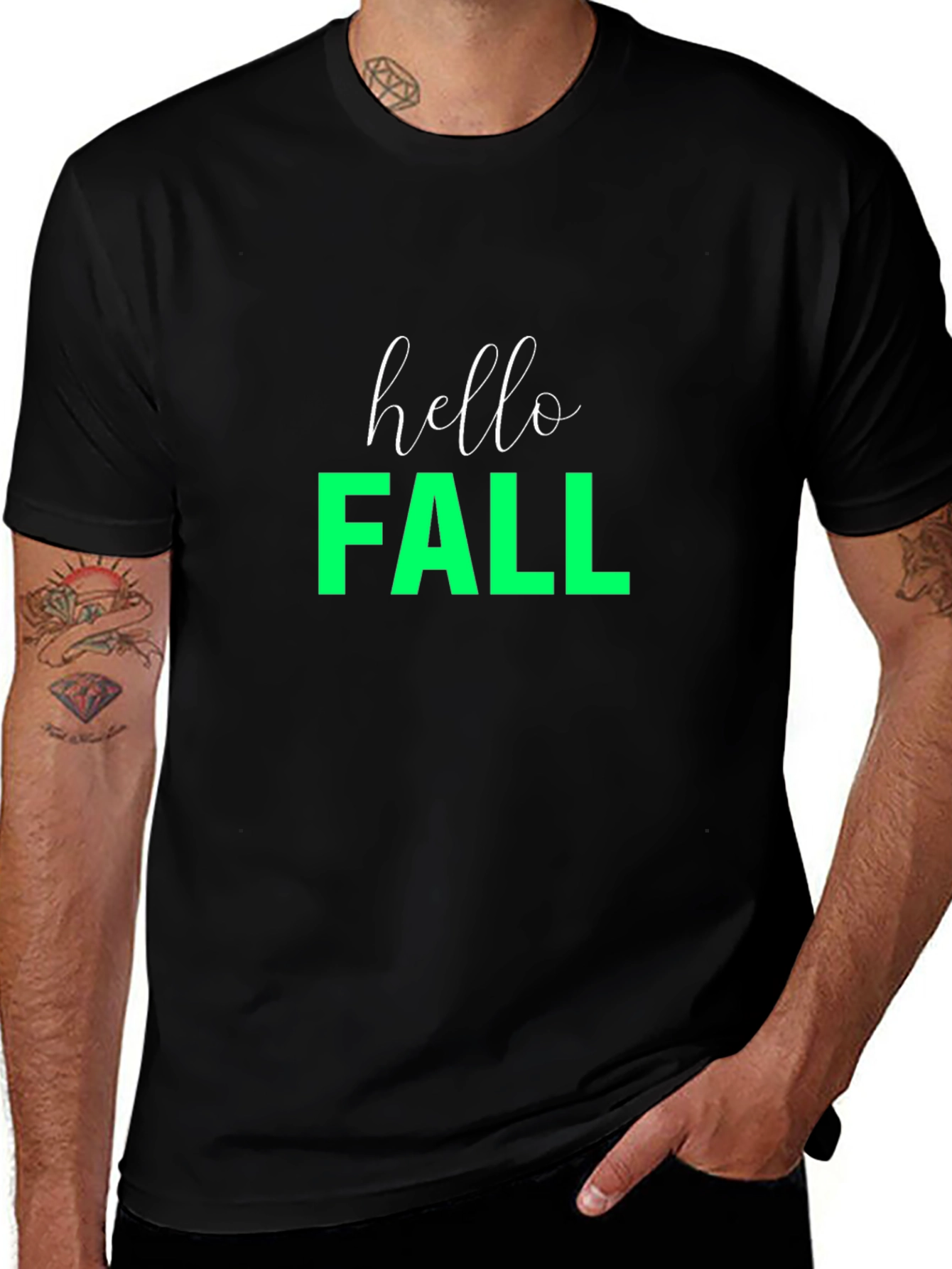 Hello Fall Graphic Tee - Black Casual T-Shirt