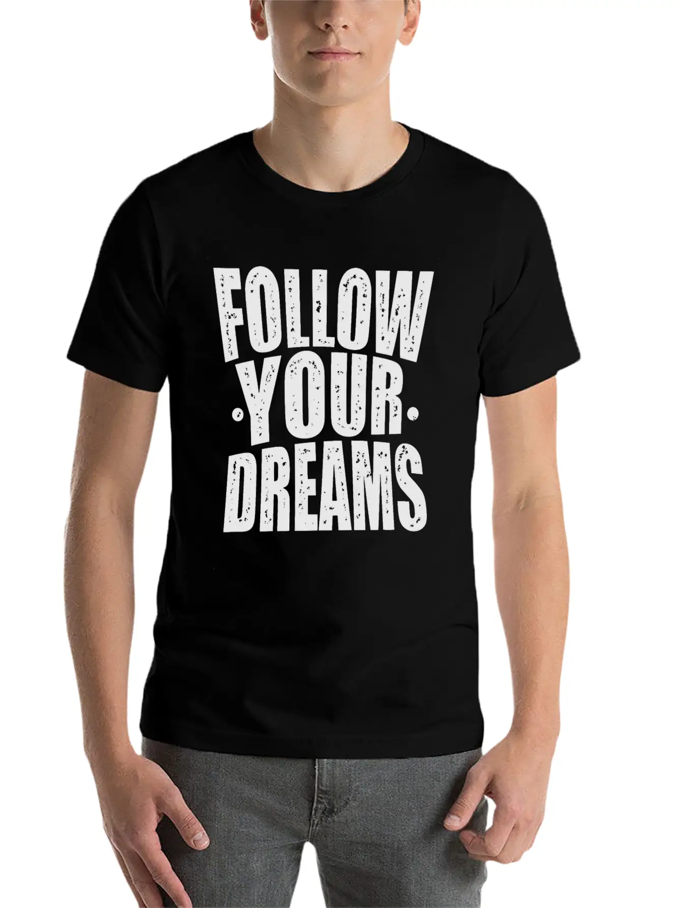 Follow Your Dreams Typography Essential Cotton Tee For Daily Outfits – Unisex Style