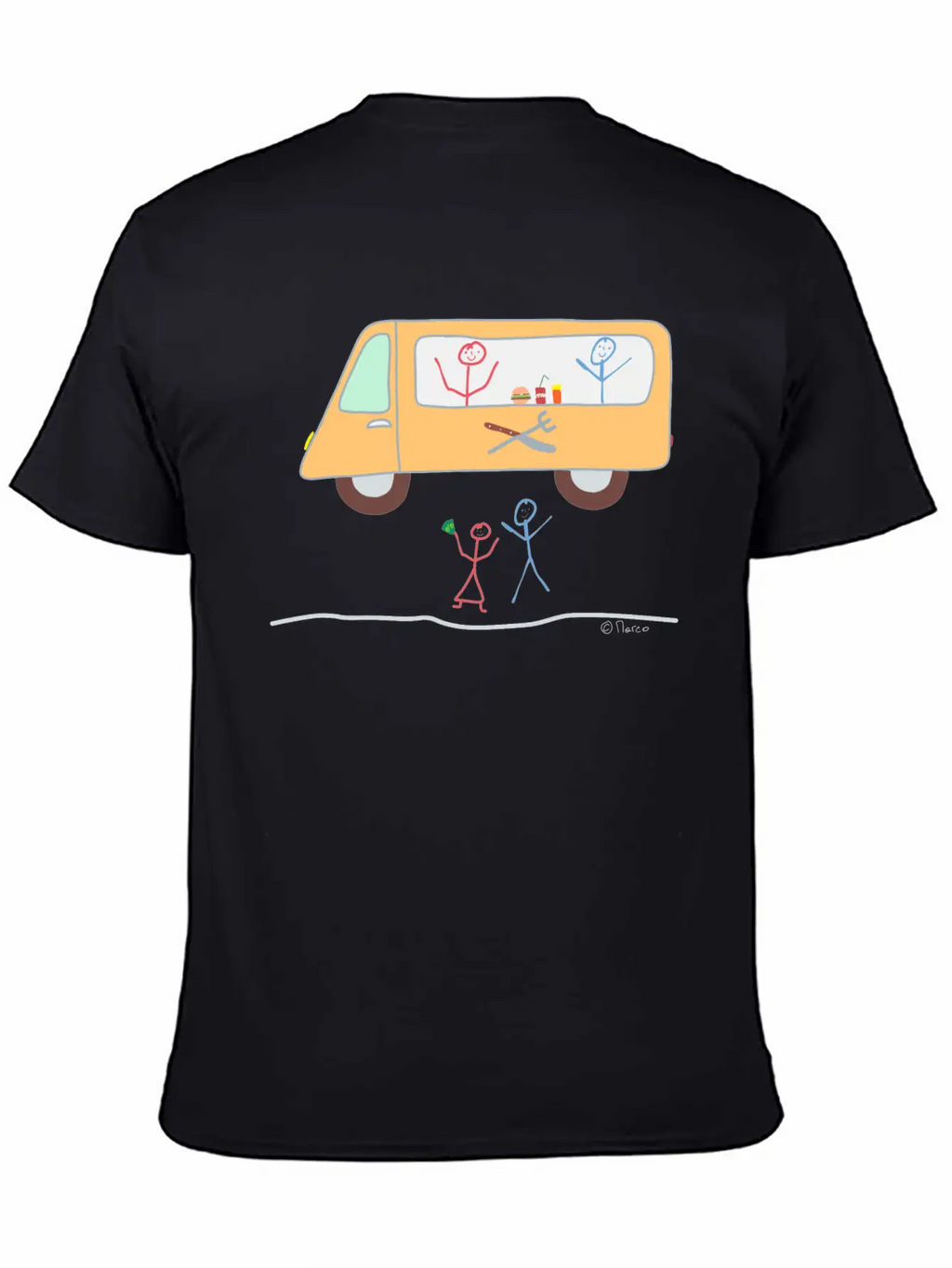 Food Truck Stick Figure Food Truck Food Drink Breathable Soft Cotton T-Shirt – Timeless Casual Look