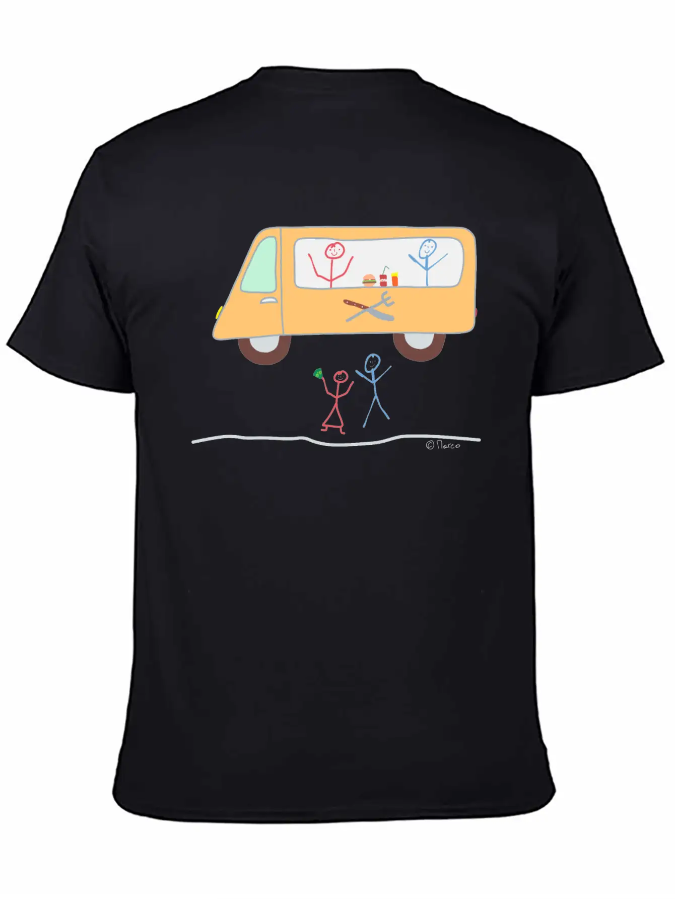Food Truck Stick Figure Food Truck Food Drink Breathable Soft Cotton T-Shirt – Timeless Casual Look