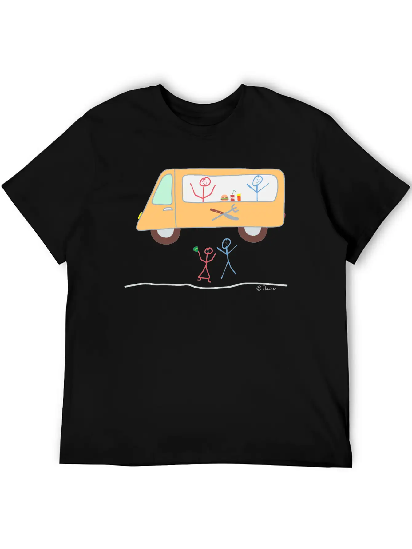 Food Truck Stick Figure Food Truck Food Drink Breathable Soft Cotton T-Shirt – Timeless Casual Look