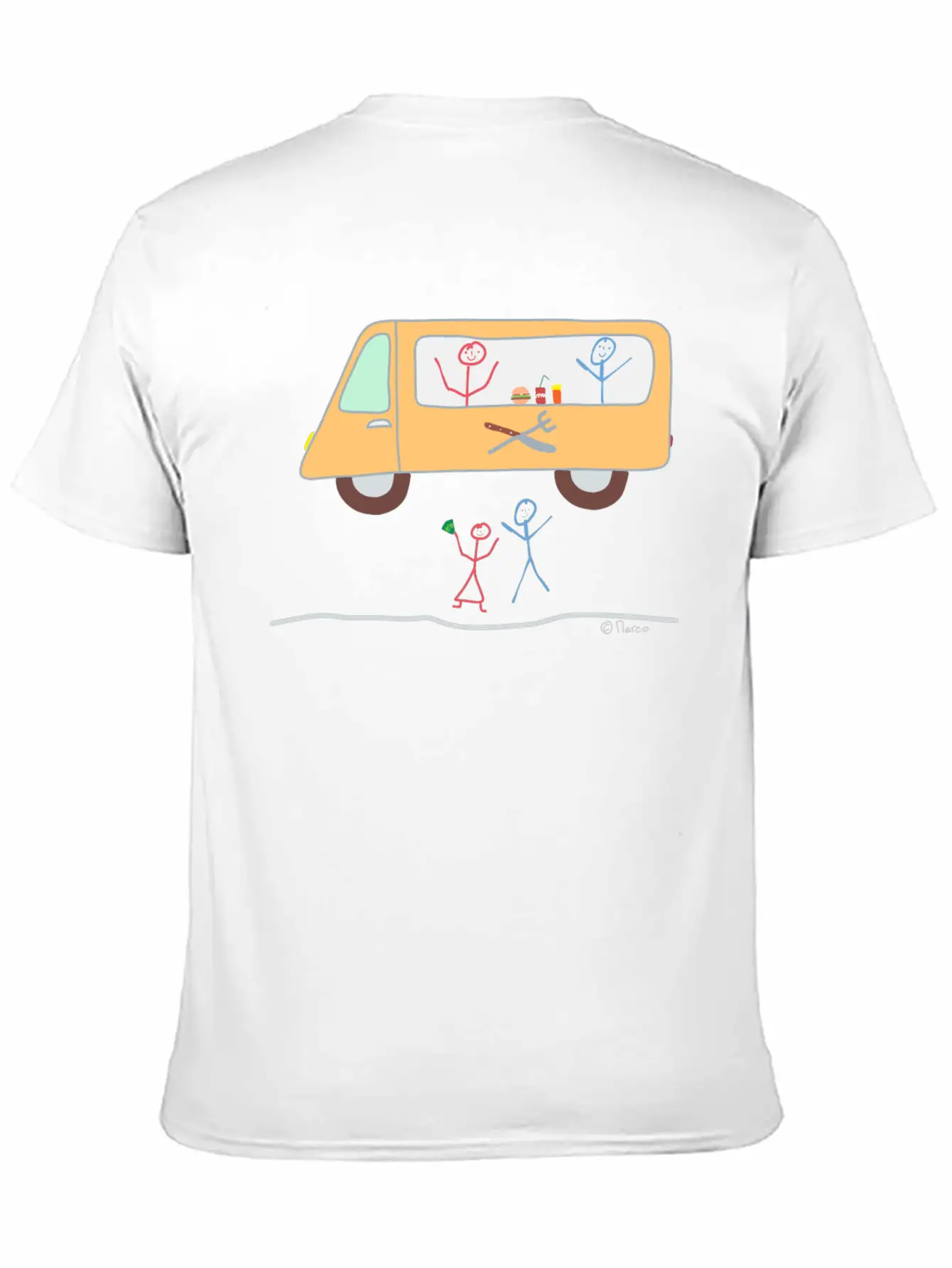 Food Truck Stick Figure Food Truck Food Drink Breathable Soft Cotton T-Shirt – Timeless Casual Look