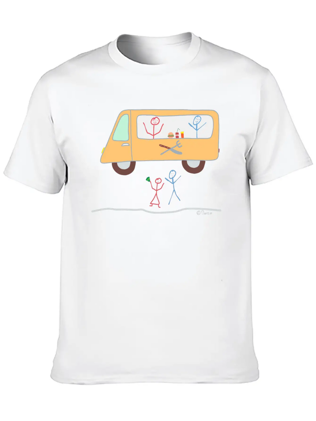Food Truck Stick Figure Food Truck Food Drink Breathable Soft Cotton T-Shirt – Timeless Casual Look
