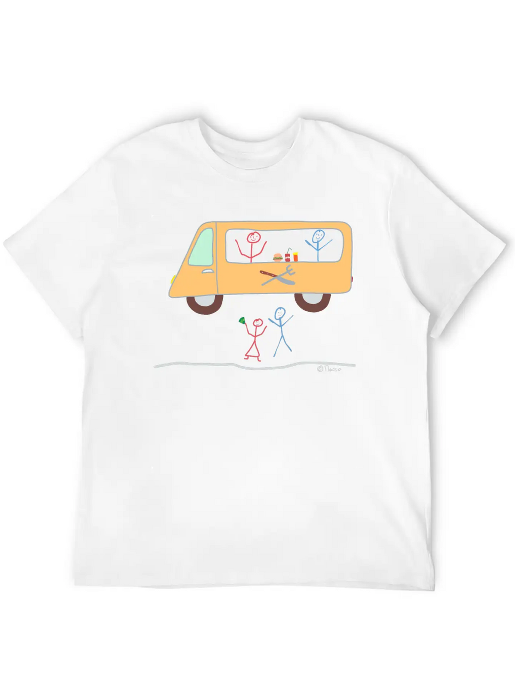 Food Truck Stick Figure Food Truck Food Drink Breathable Soft Cotton T-Shirt – Timeless Casual Look