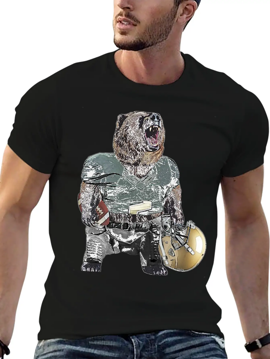 Football Bear Classic Cotton Tee – Unisex Comfort For Any Season