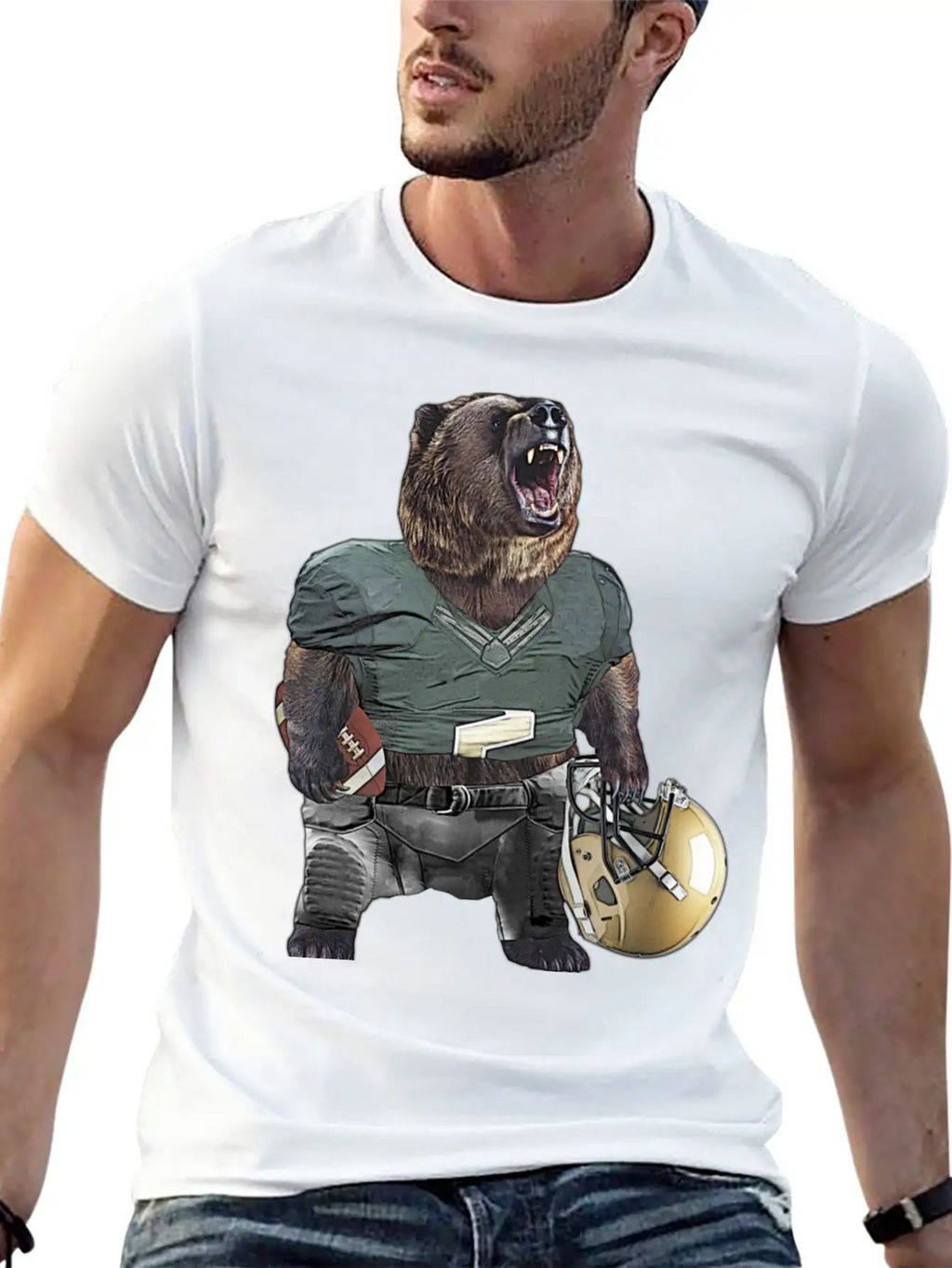 Football Bear Classic Cotton Tee – Unisex Comfort For Any Season