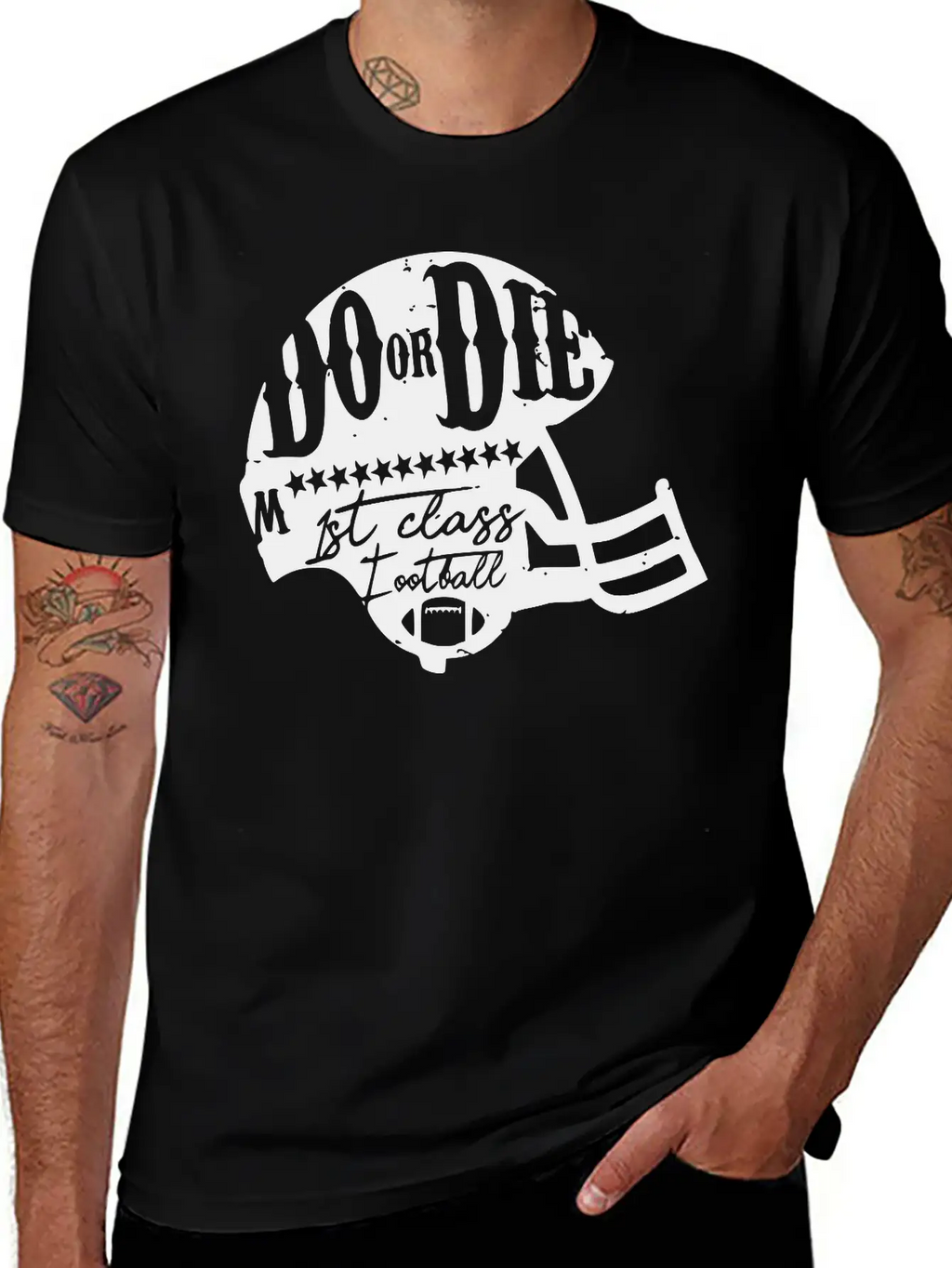 Football Touch Down Quarterback American Sticker Breathable Soft Cotton T-Shirt – Timeless Casual Look