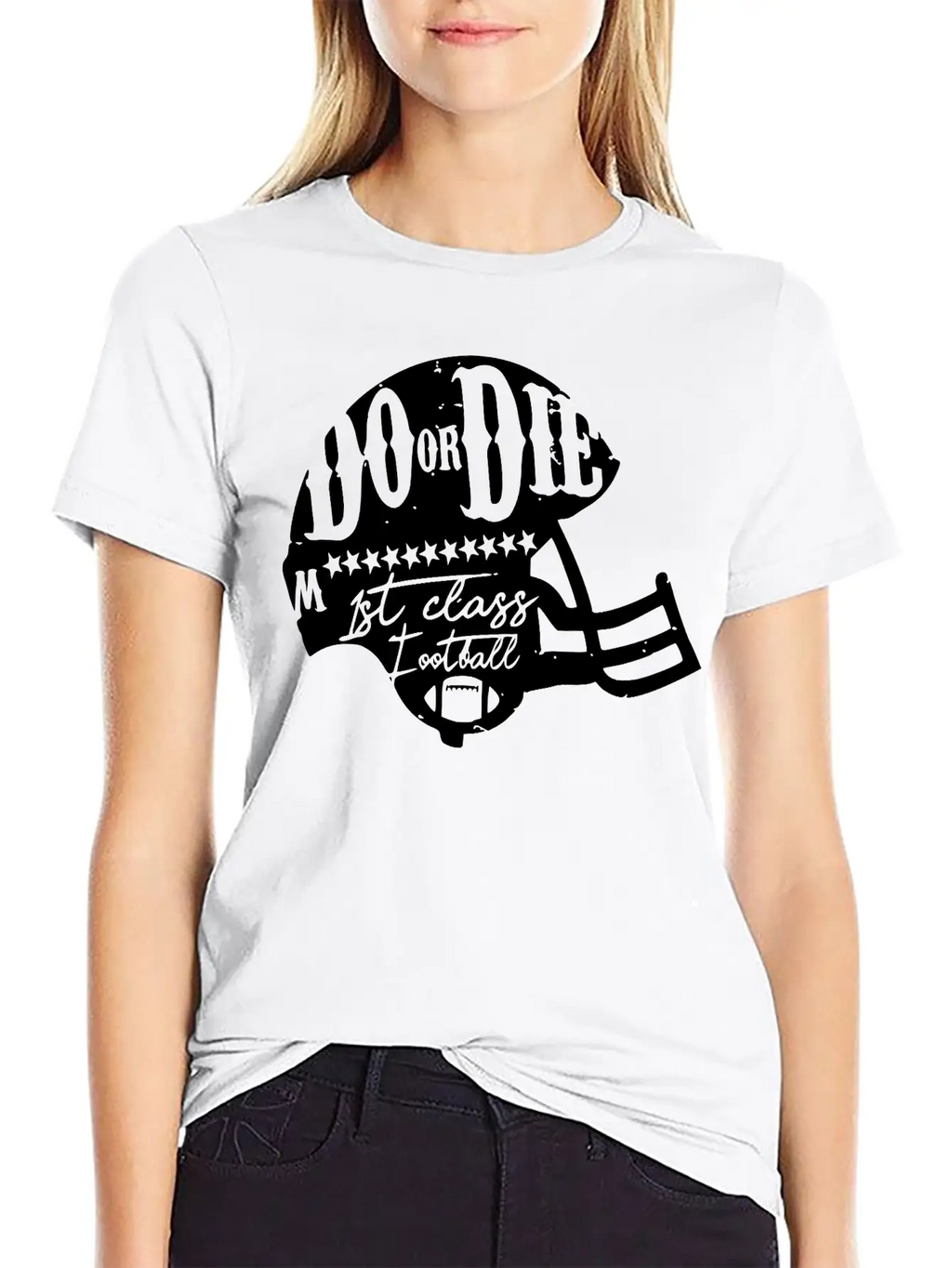 Football Touch Down Quarterback American Sticker Breathable Soft Cotton T-Shirt – Timeless Casual Look