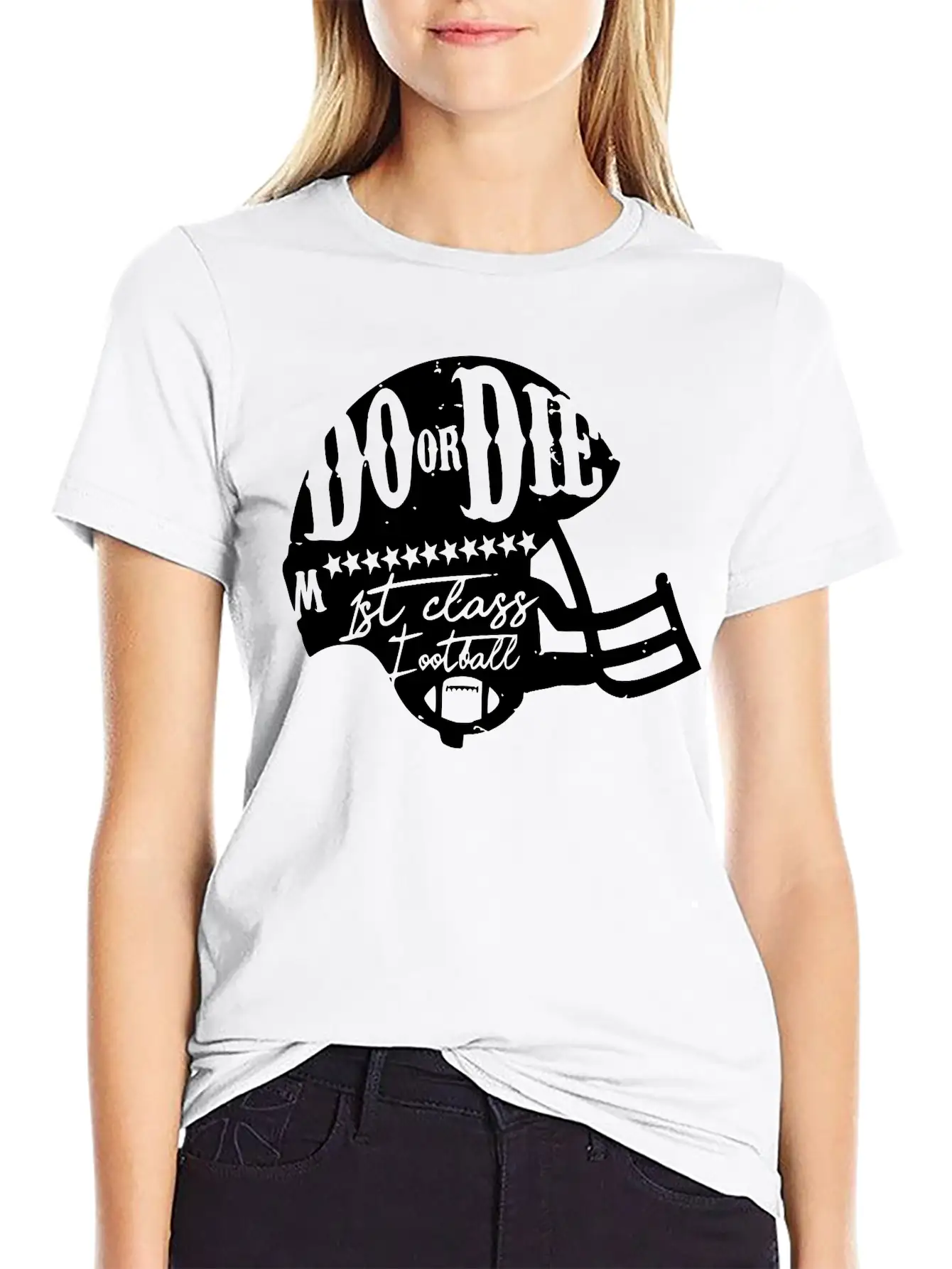 Football Touch Down Quarterback American Sticker Breathable Soft Cotton T-Shirt – Timeless Casual Look