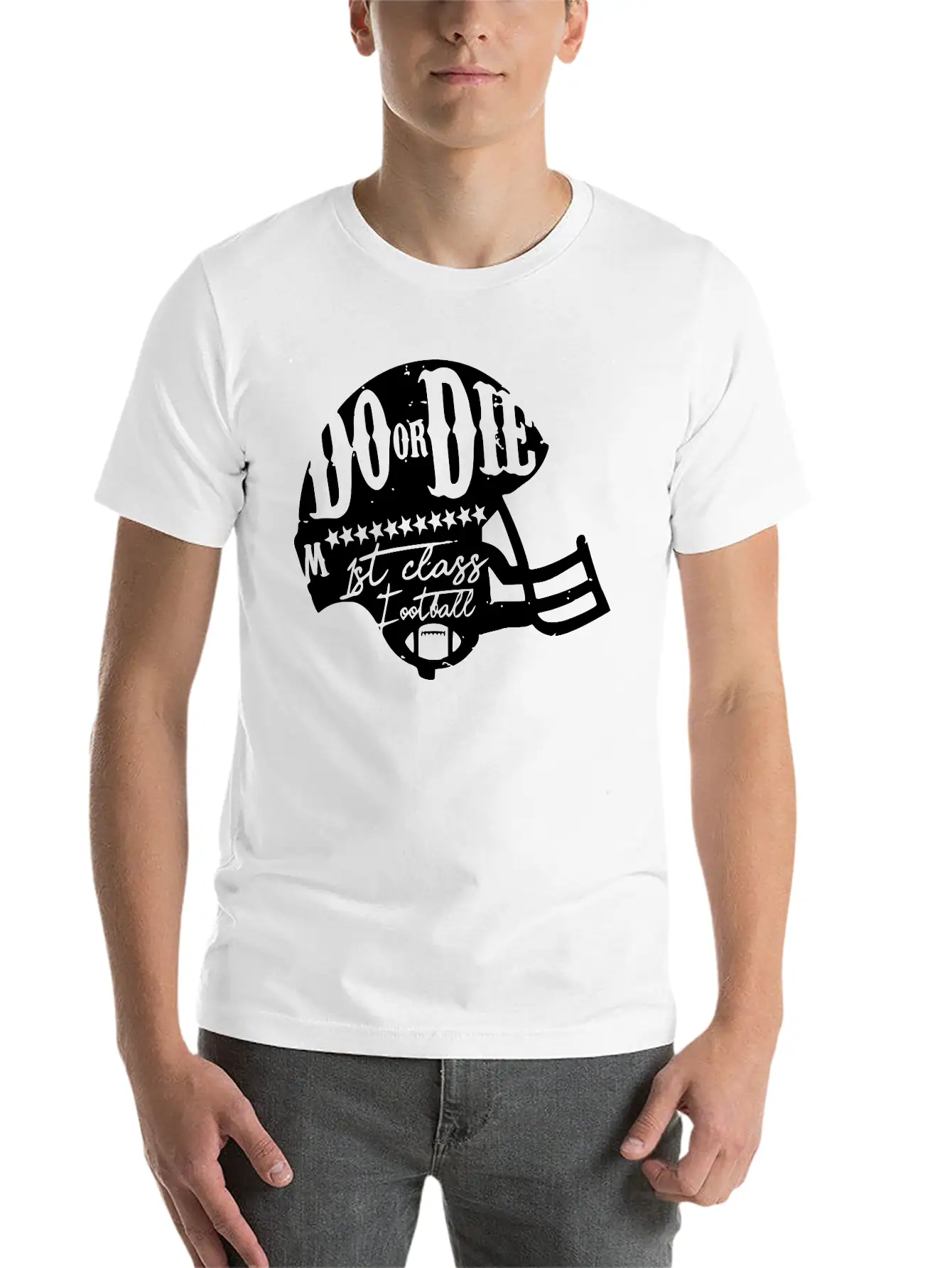 Football Touch Down Quarterback American Sticker Breathable Soft Cotton T-Shirt – Timeless Casual Look