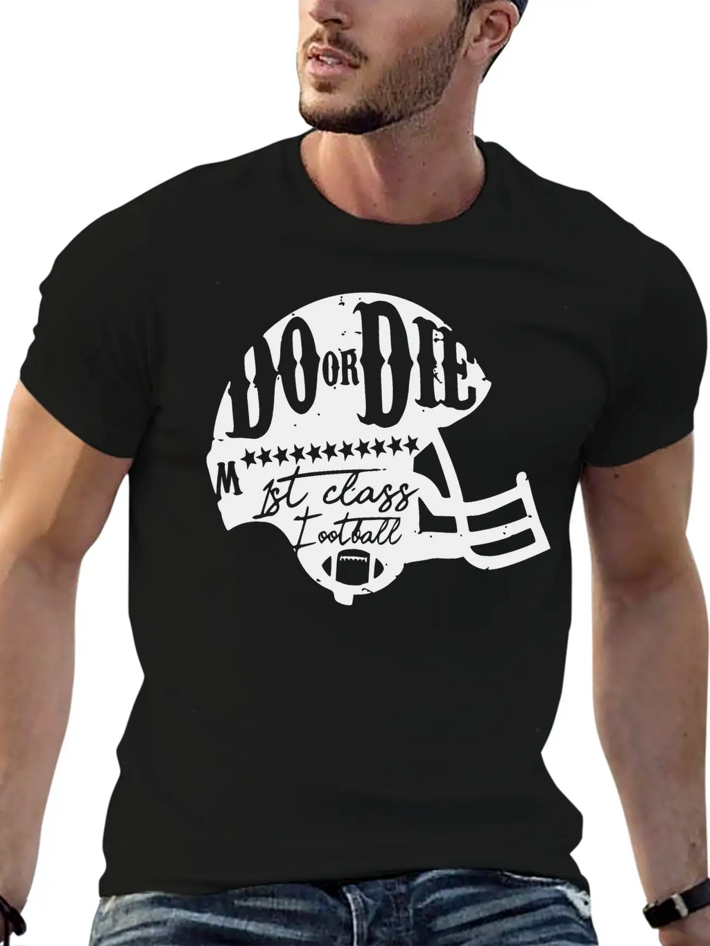 Football Touch Down Quarterback American Sticker Breathable Soft Cotton T-Shirt – Timeless Casual Look