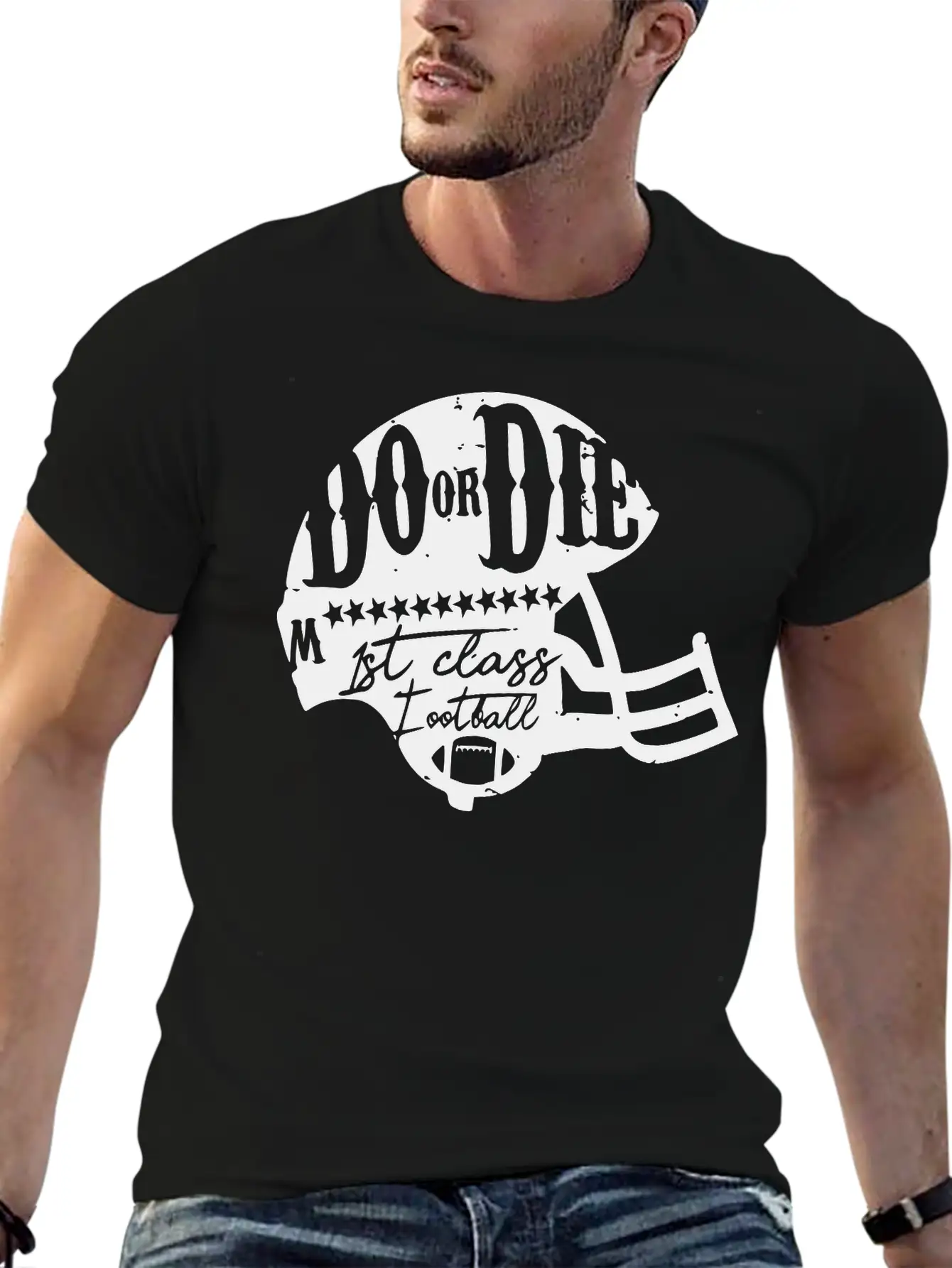 Football Touch Down Quarterback American Sticker Breathable Soft Cotton T-Shirt – Timeless Casual Look