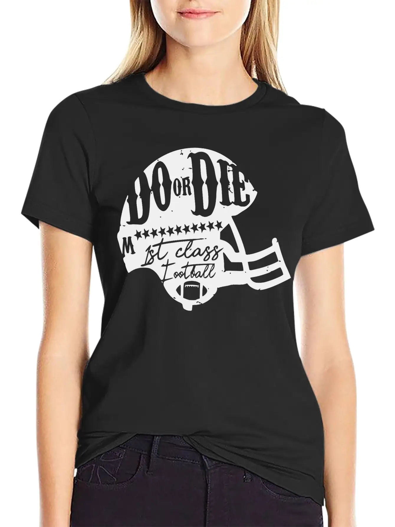 Football Touch Down Quarterback American Sticker Breathable Soft Cotton T-Shirt – Timeless Casual Look