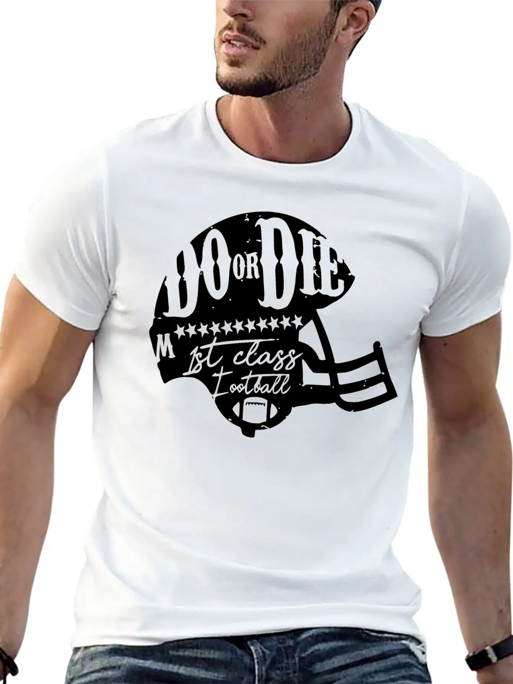 Football Touch Down Quarterback American Sticker Breathable Soft Cotton T-Shirt – Timeless Casual Look