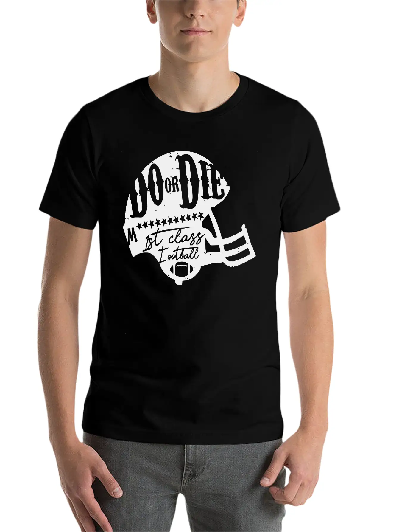 Football Touch Down Quarterback American Sticker Breathable Soft Cotton T-Shirt – Timeless Casual Look