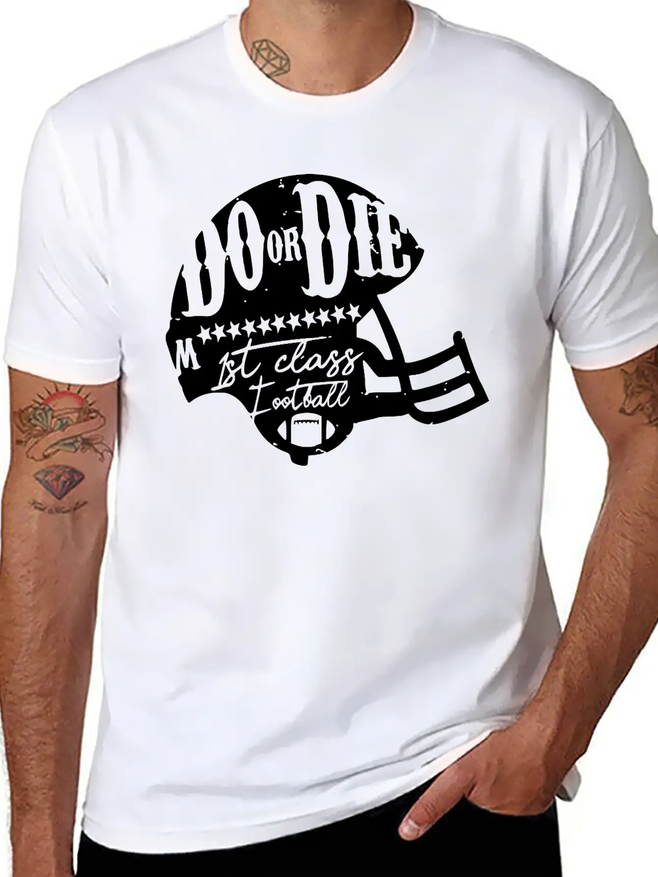 Football Touch Down Quarterback American Sticker Breathable Soft Cotton T-Shirt – Timeless Casual Look