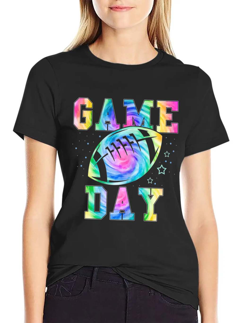 Football Women Tie Dye Football Fan Football Game Basic Graphic T-Shirt – Daily Comfort In Soft Cotton