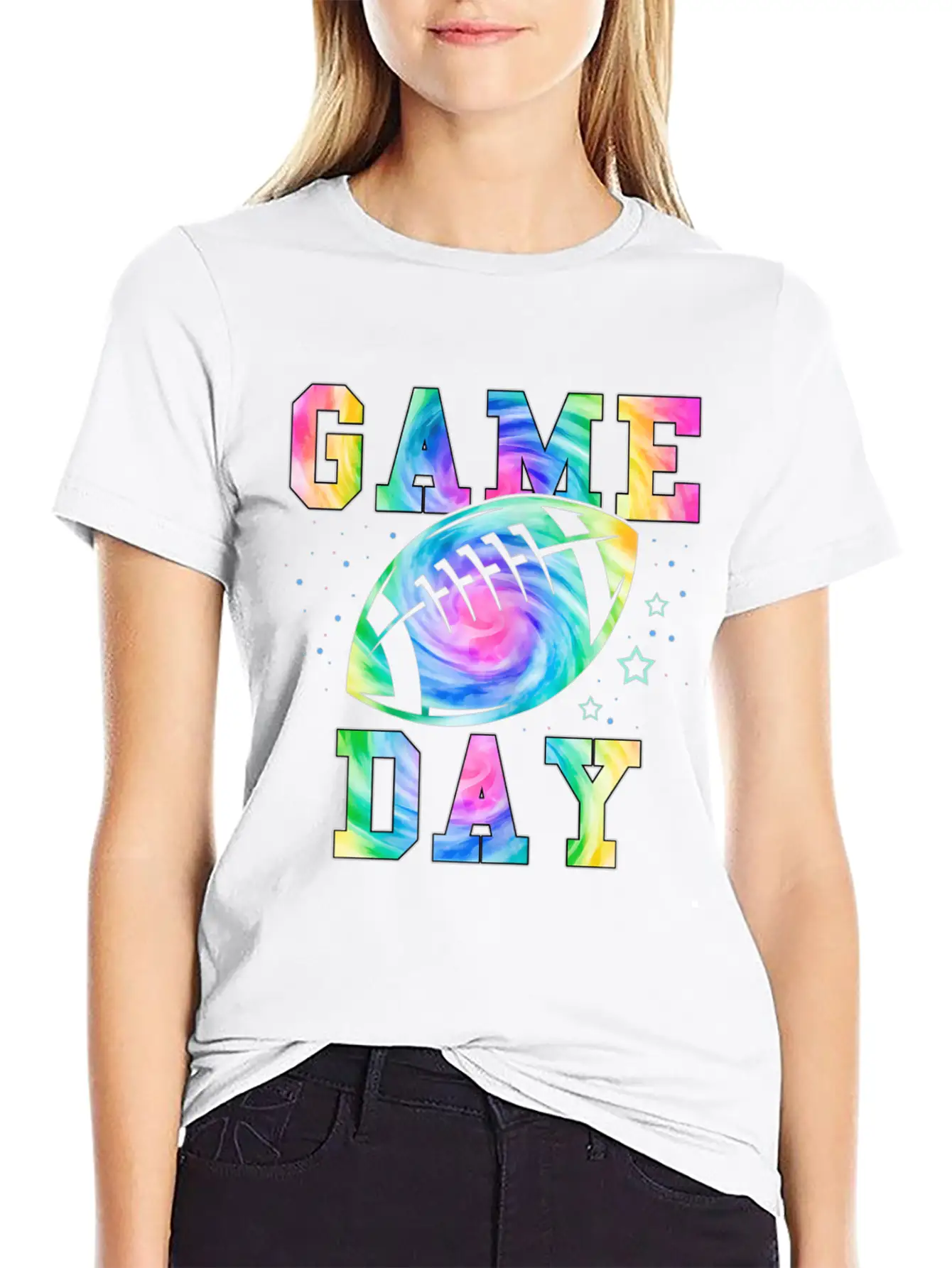 Football Women Tie Dye Football Fan Football Game Basic Graphic T-Shirt – Daily Comfort In Soft Cotton