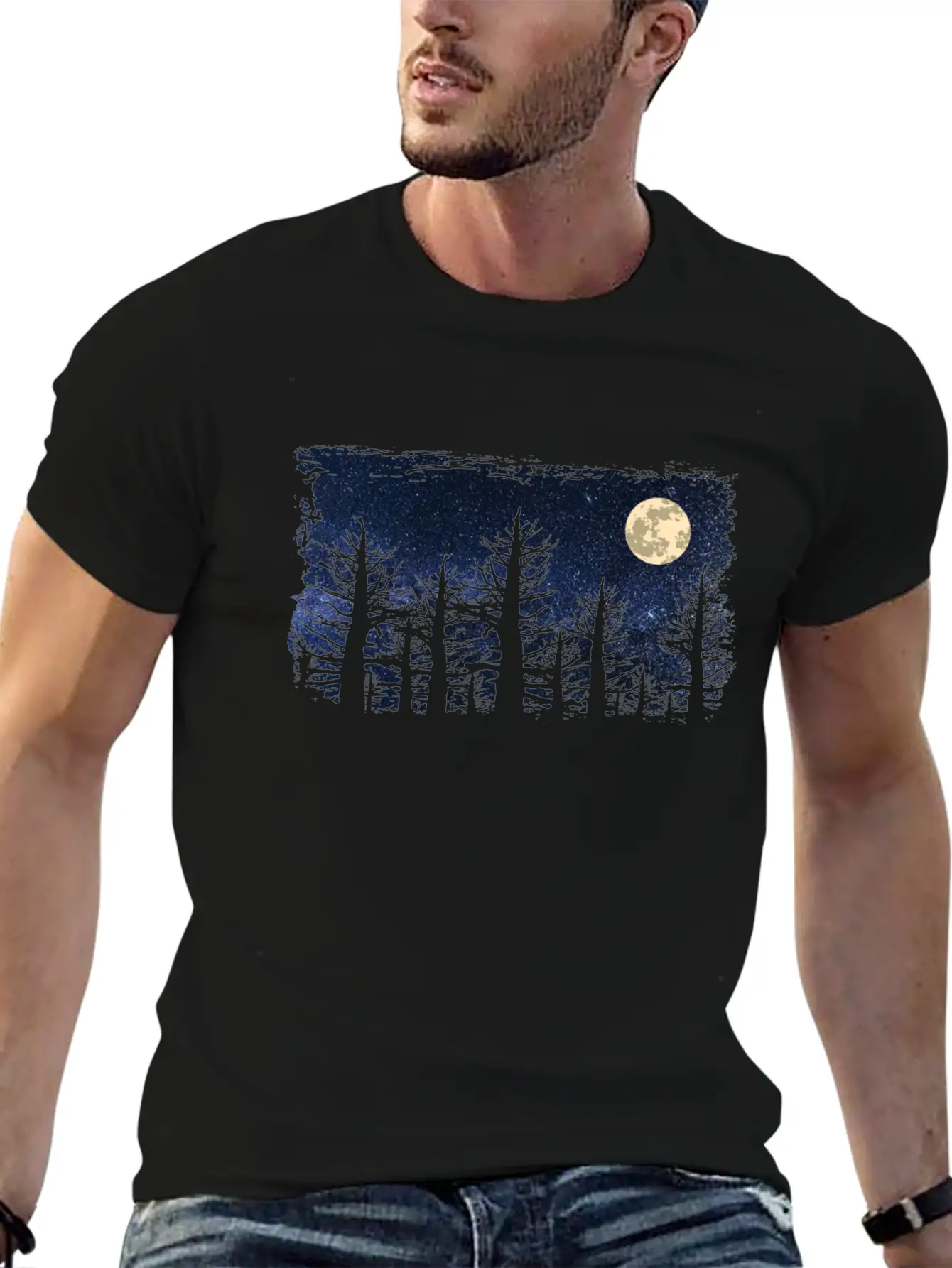 Forest Moon Starry Sky Unisex Casual T-Shirt – Clean Design For Daily Comfort