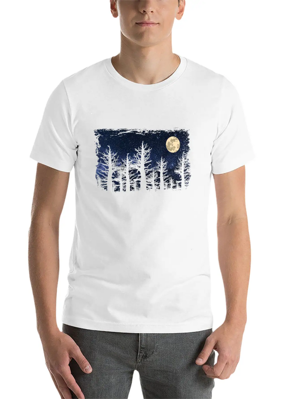Forest Moon Starry Sky Unisex Casual T-Shirt – Clean Design For Daily Comfort