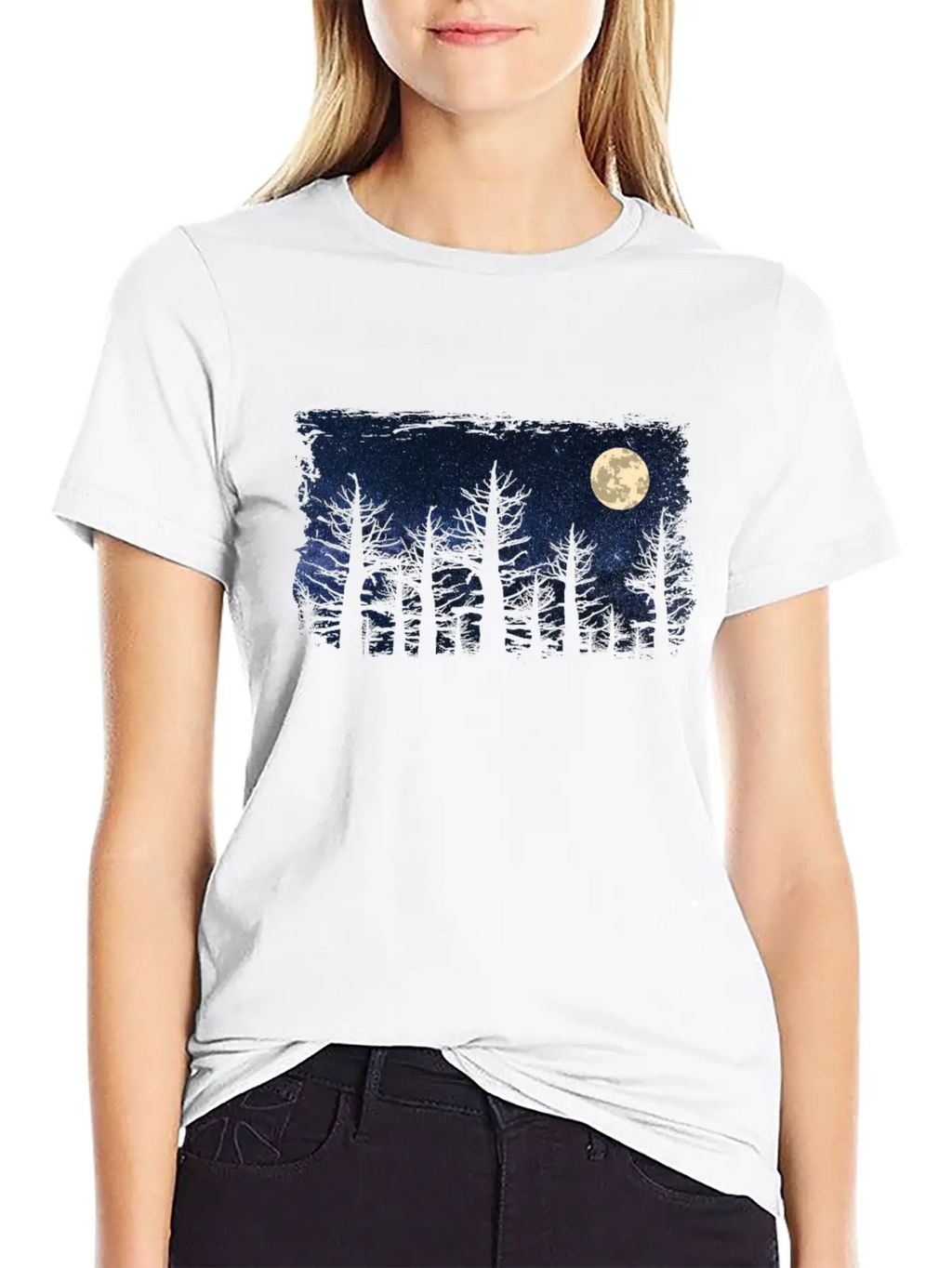 Forest Moon Starry Sky Unisex Casual T-Shirt – Clean Design For Daily Comfort