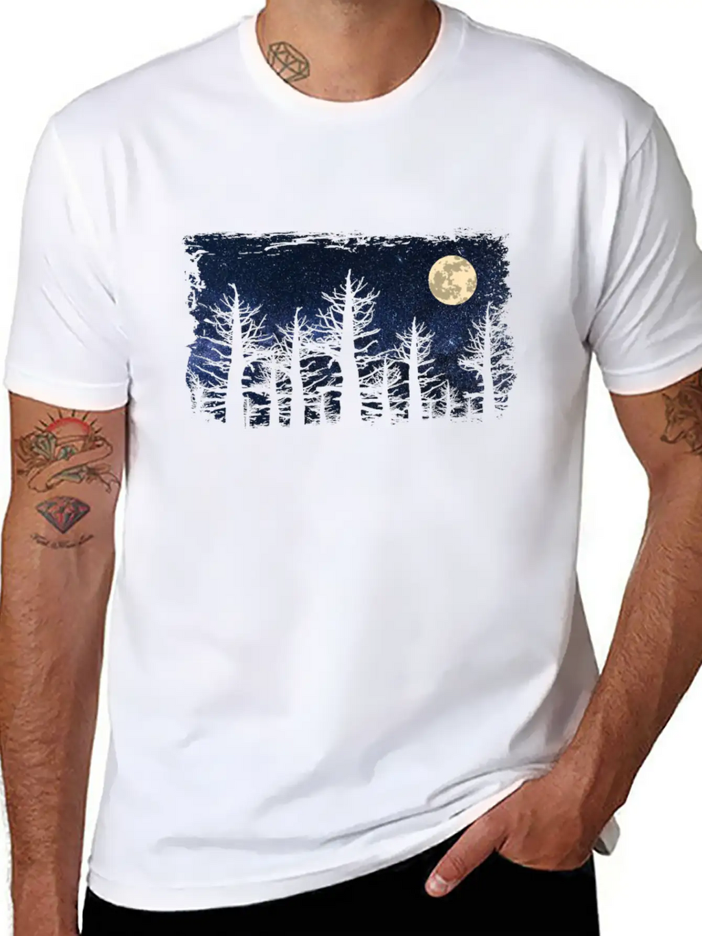 Forest Moon Starry Sky Unisex Casual T-Shirt – Clean Design For Daily Comfort