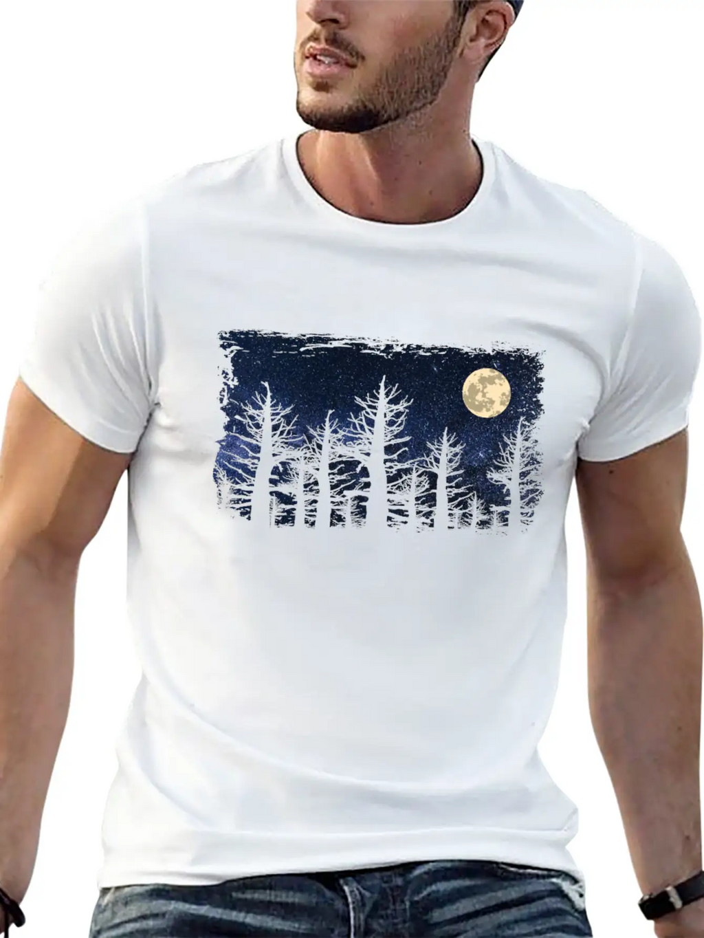 Forest Moon Starry Sky Unisex Casual T-Shirt – Clean Design For Daily Comfort