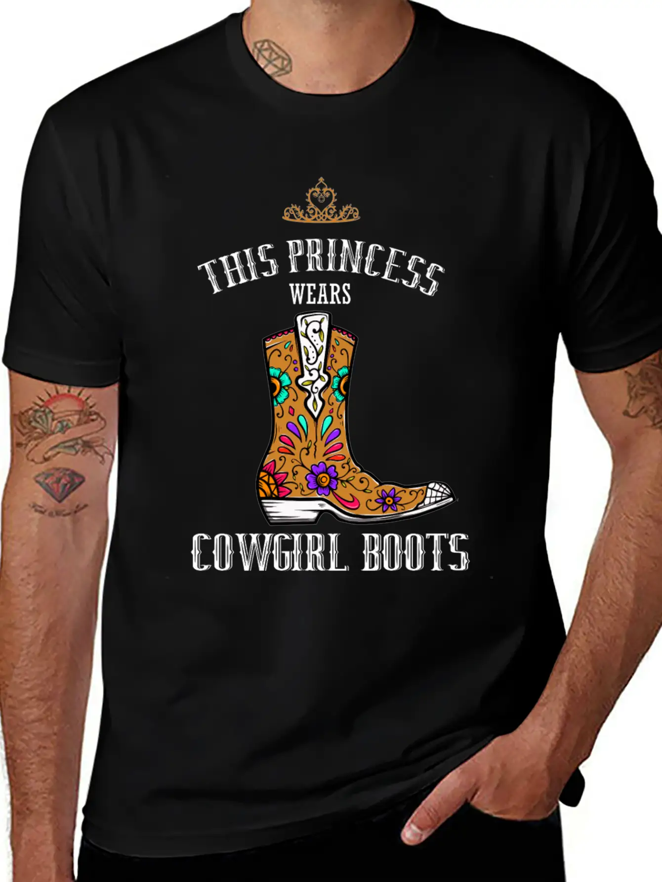 Forget Glass Slippers Princess Wears Cowboy Boots Basic Graphic T-Shirt – Daily Comfort In Soft Cotton